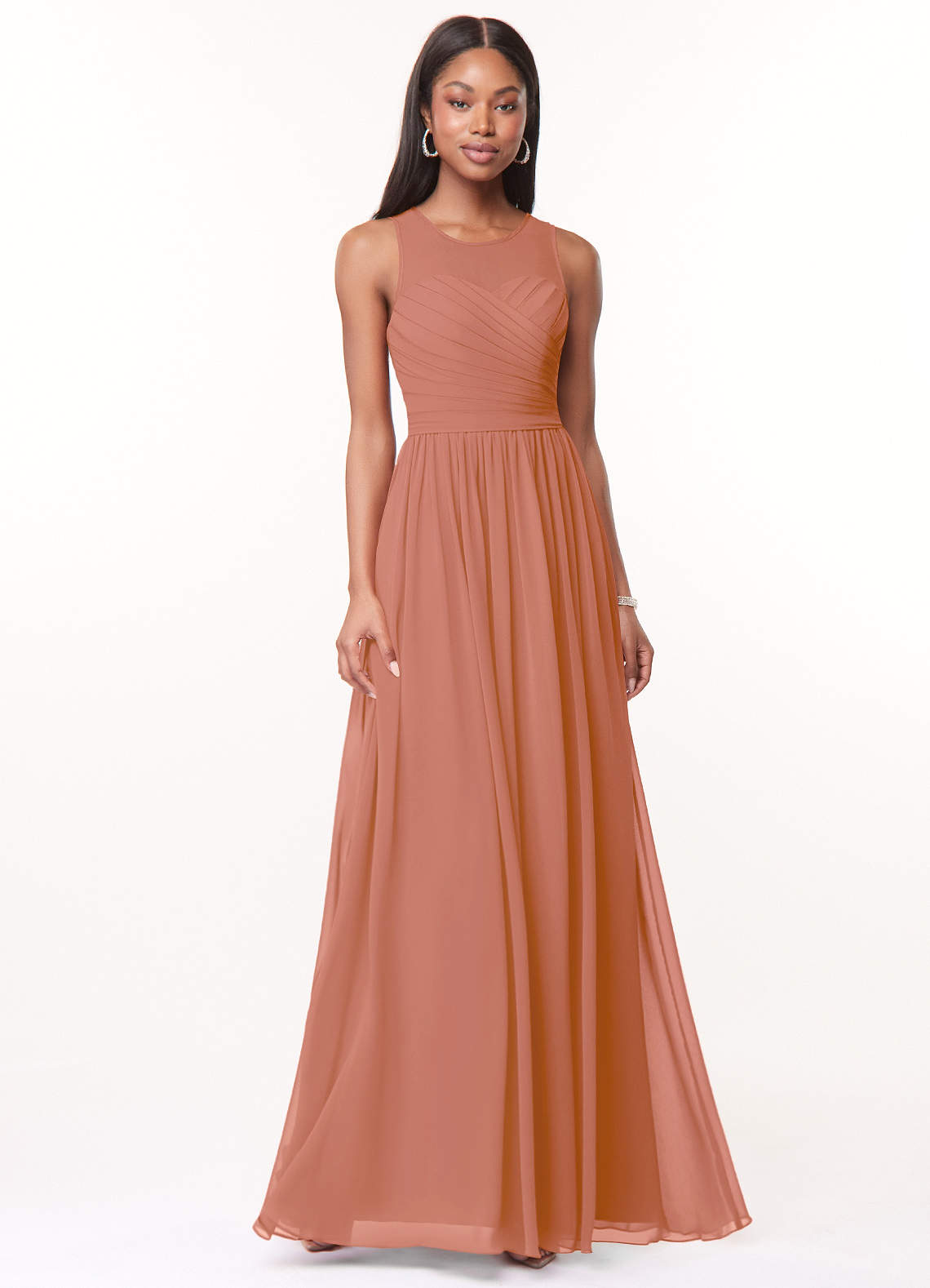 Azazie Nina Bridesmaid Dresses MAI TAI A-Line Pleated Chiffon Dress image1