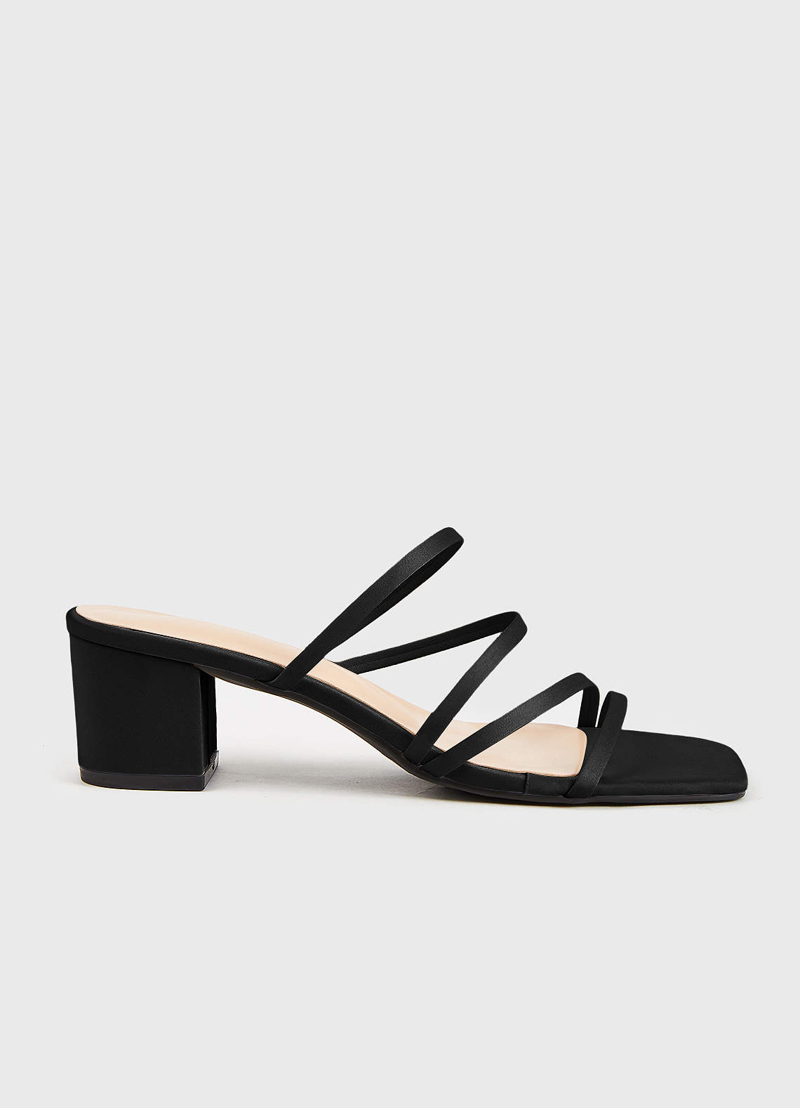 front Matching Color Matte Satin Strap Low Heel Sandals