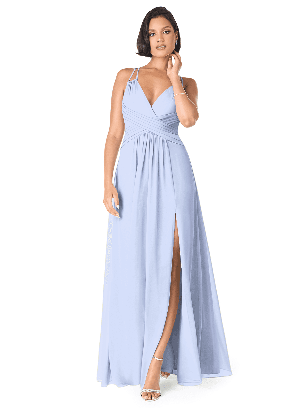 Azazie Farren Bridesmaid Dresses Ice A-Line Pleated Chiffon Convertible Dress image1