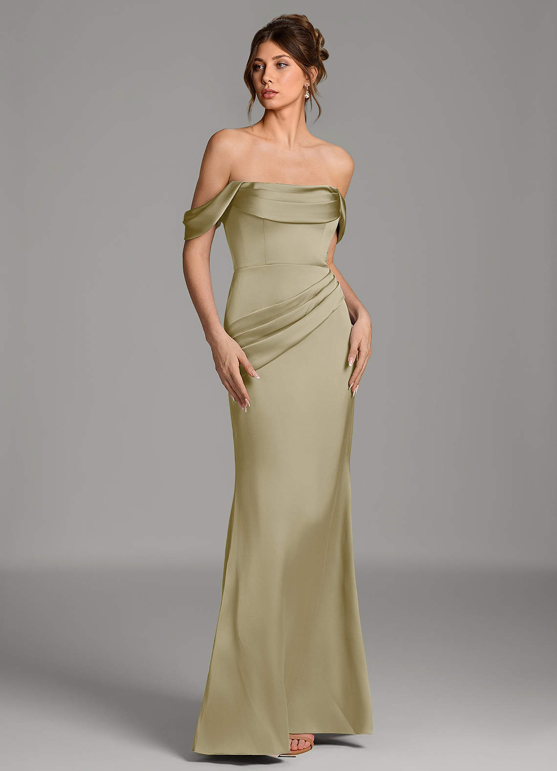 alanis dress cypress green Azazie Moss Stretch Satin Bridesmaid Dresses Alanis mini dress