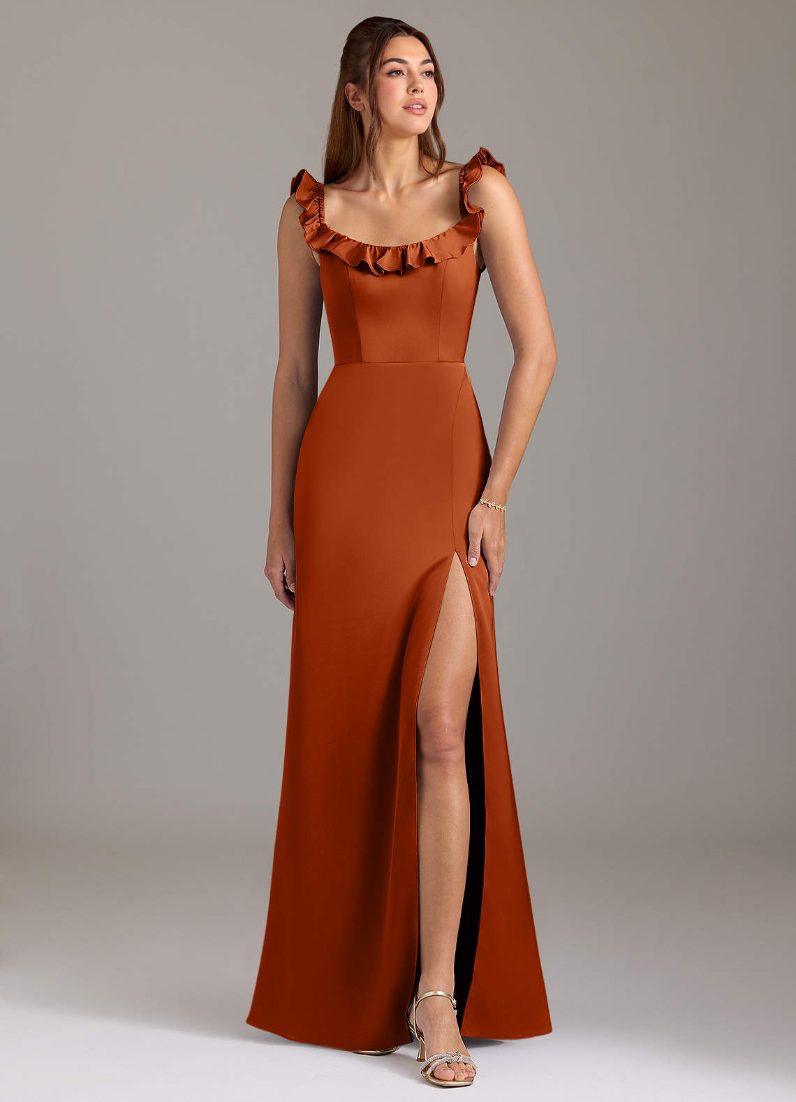 burnt orange ruched dress Pretty Moment Burnt Orange Ruched Midi Dress
