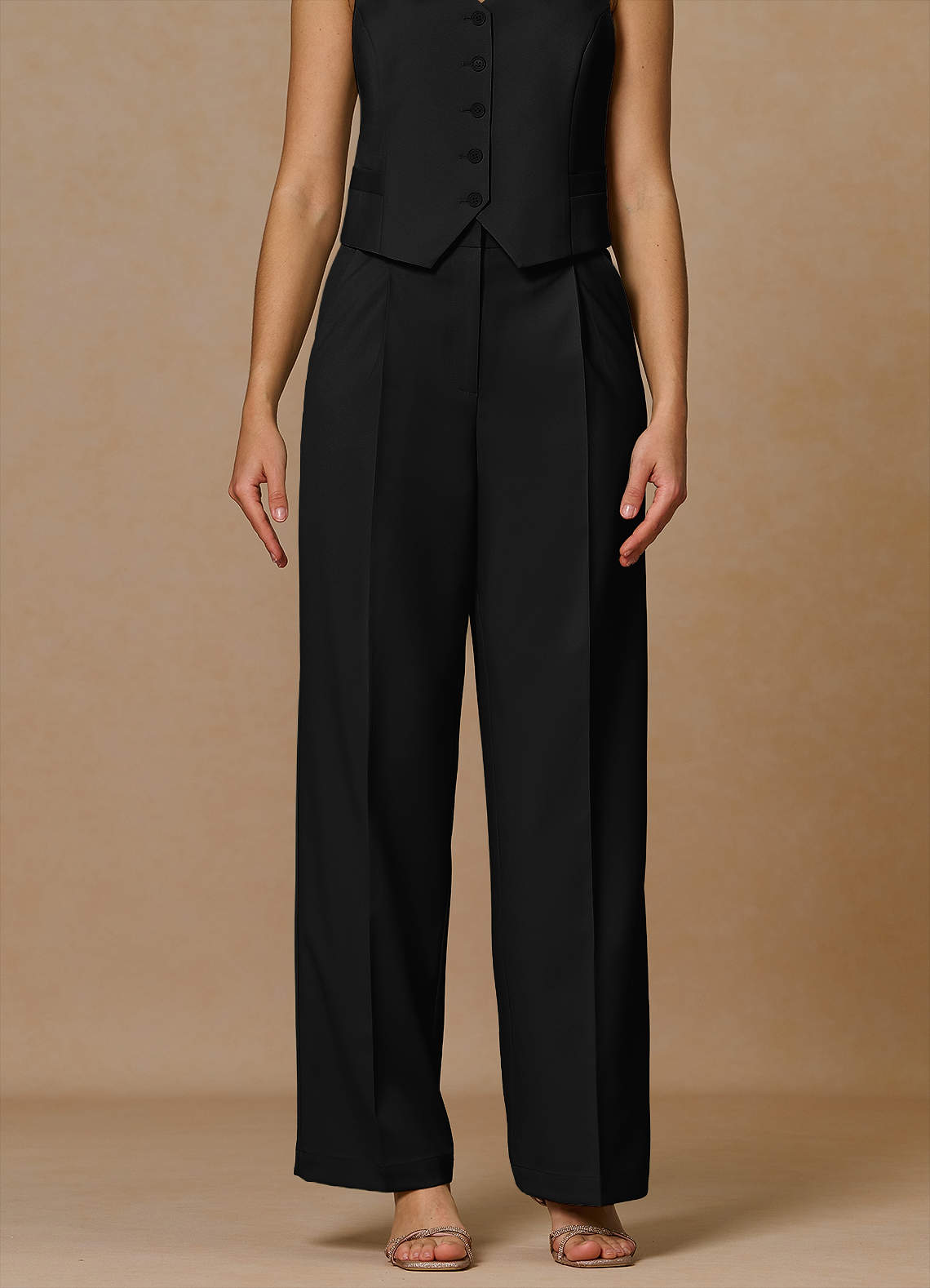 front Rowan Negro Pantalones de rendimiento de tejido refinado