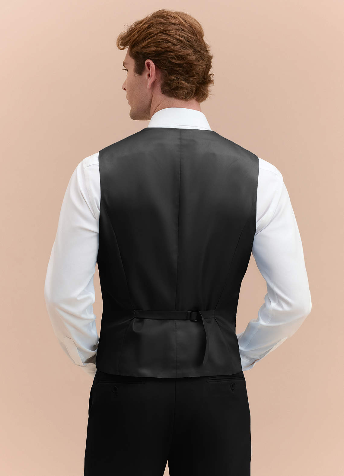 front James Black Structured Stretch Suit Vest
