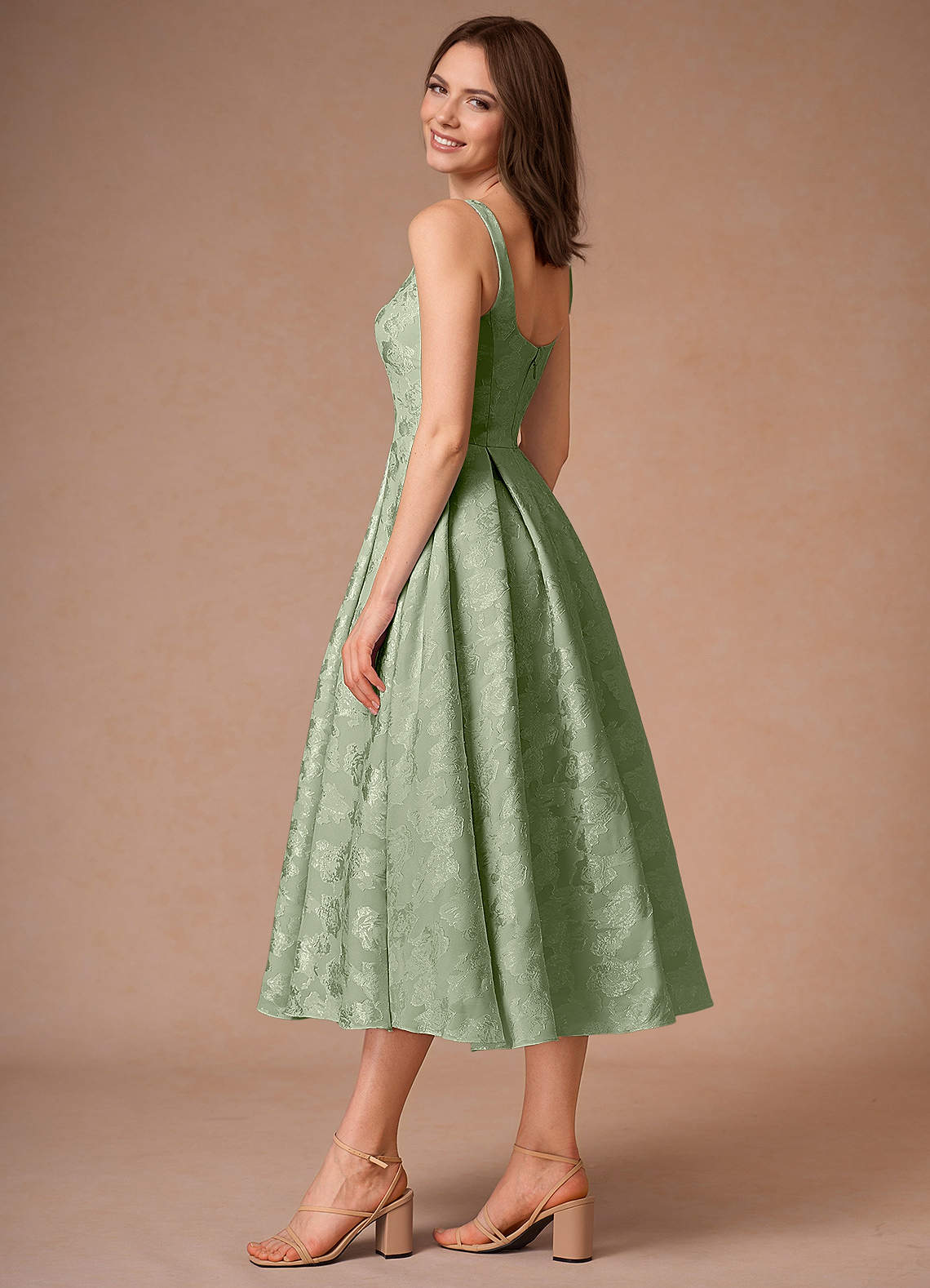 green a line cocktail dress Short Cold Shoulder Bow Dress by Elizabeth K GS3513 L / Sage