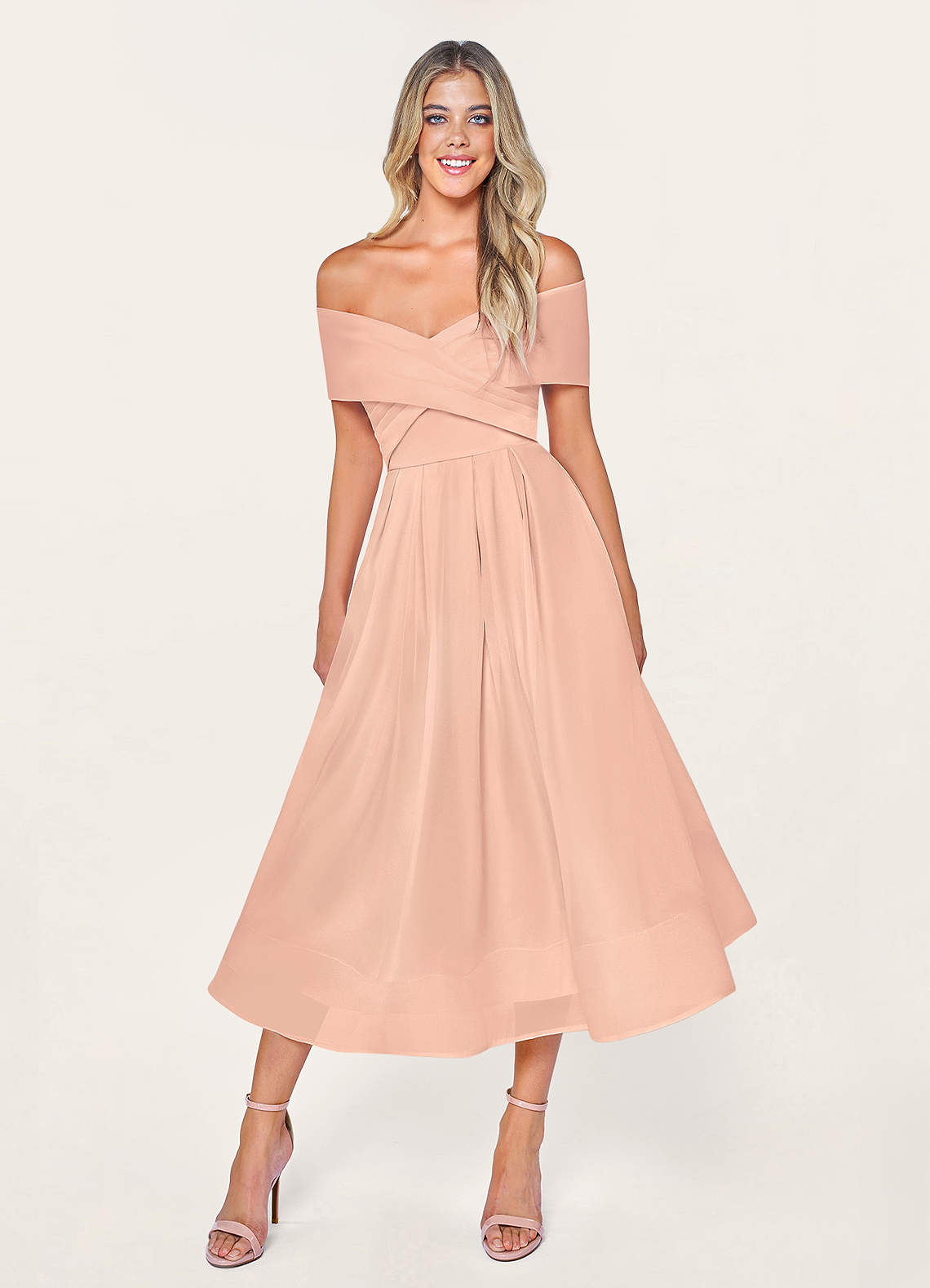 Dear To My Heart Blushing Pink Off-The-Shoulder Midi Dress image1