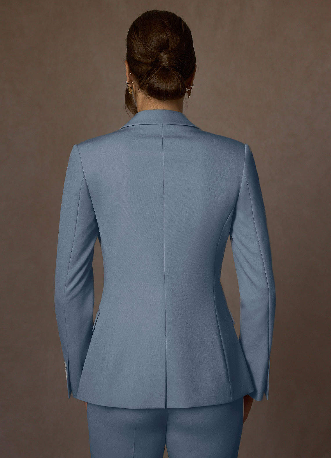 front Kennedy Dusty Blue Structured Stretch Pants Suit