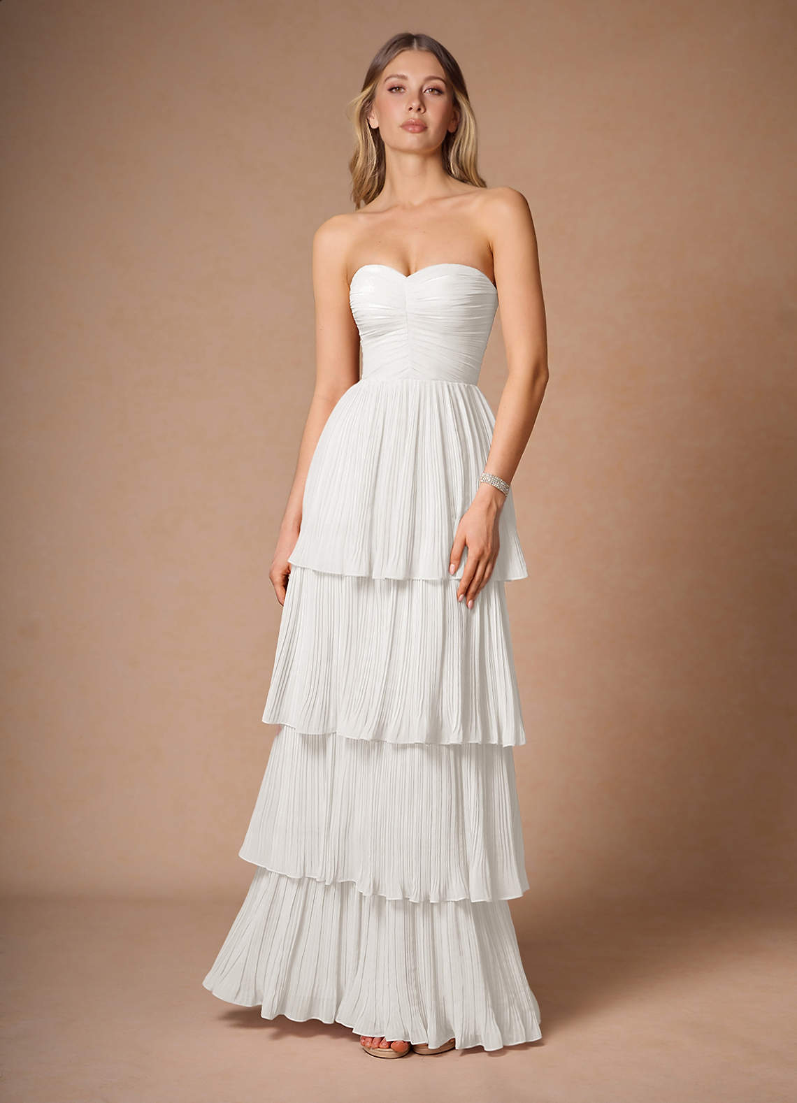 Azazie Isla Wedding Dresses Diamond White A-Line Sweetheart Neckline Chiffon Dress image2