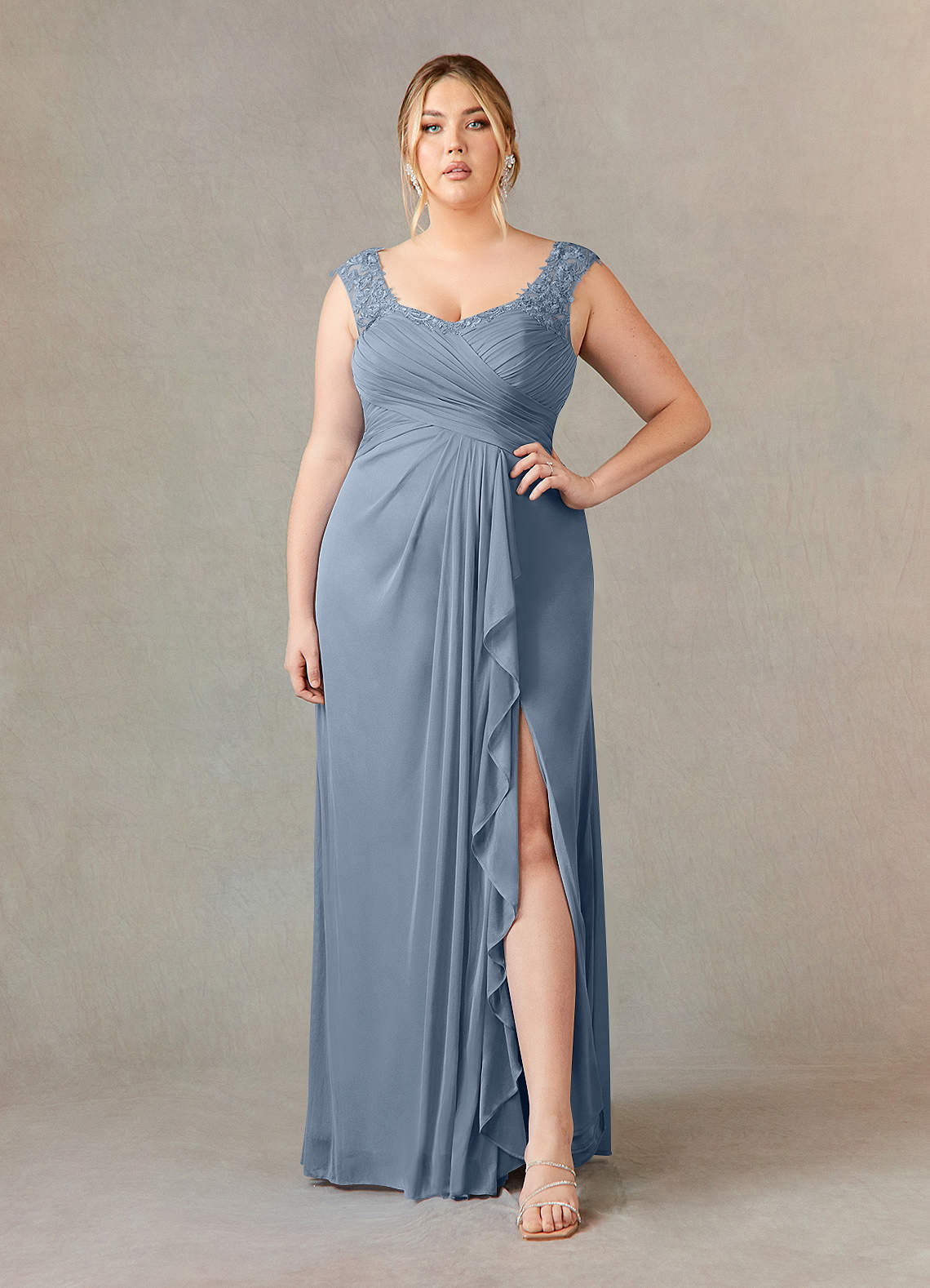 Azazie Edelin Mother of the Bride Dresses Twilight A-Line Sweetheart Neckline Pleated Mesh Dress image1