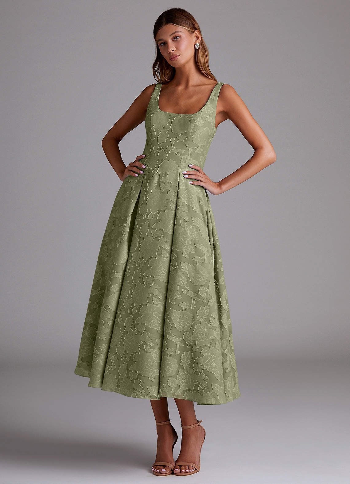Azazie Amalie Pistachio Floral Burnout Bridesmaid Dresses | Azazie
