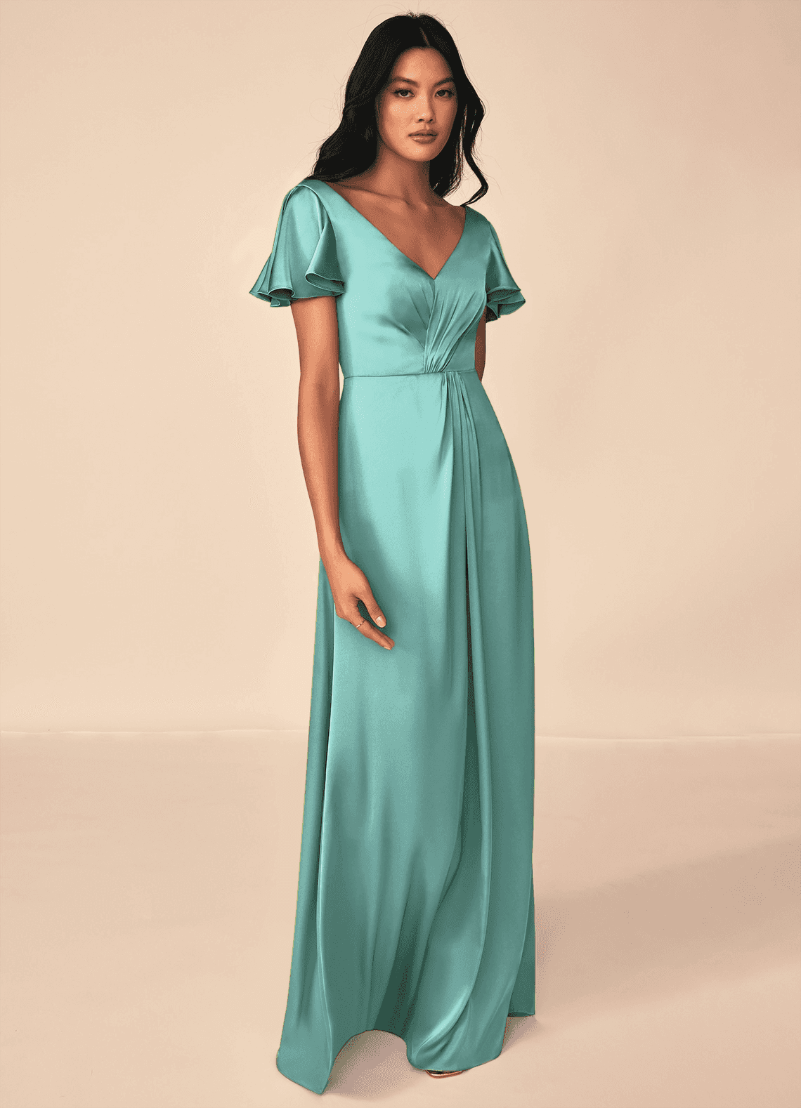 Dress Sleeveless Surplice Chiffon Gown Lulus Maxi Dress Wrap Dress Bluebell  Bridesmaid Dress Azazie Soren Aqua
