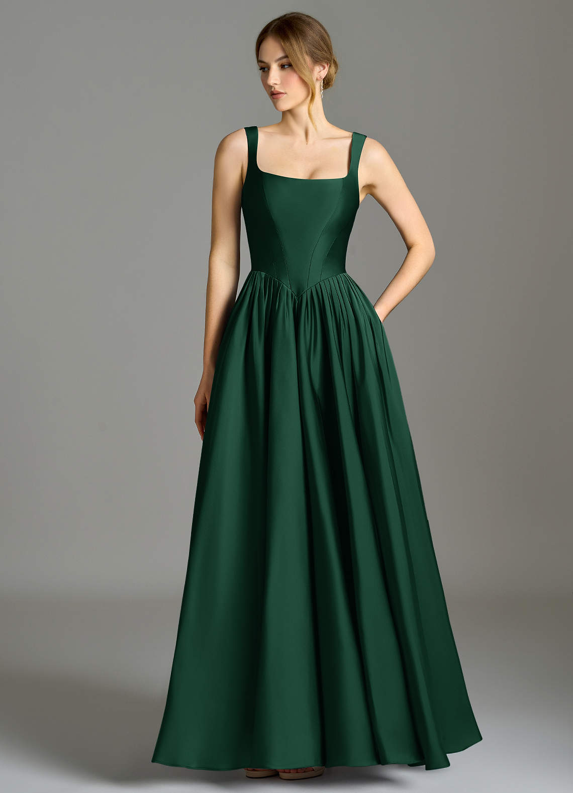 green emerald velvet dress Dark Green Velvet Sweetheart Neckline Dress main image 1