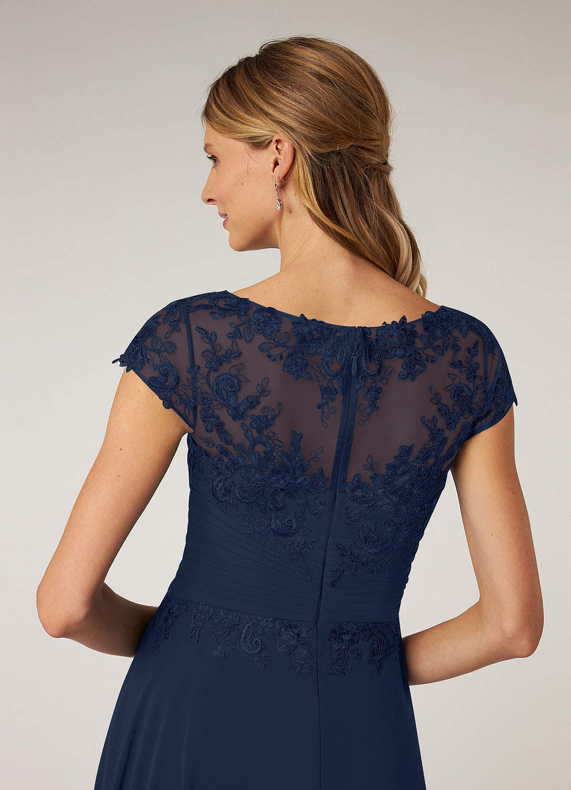 Azazie Shonda Mother of the Bride Dresses Dark Navy Lace Chiffon Dress image6