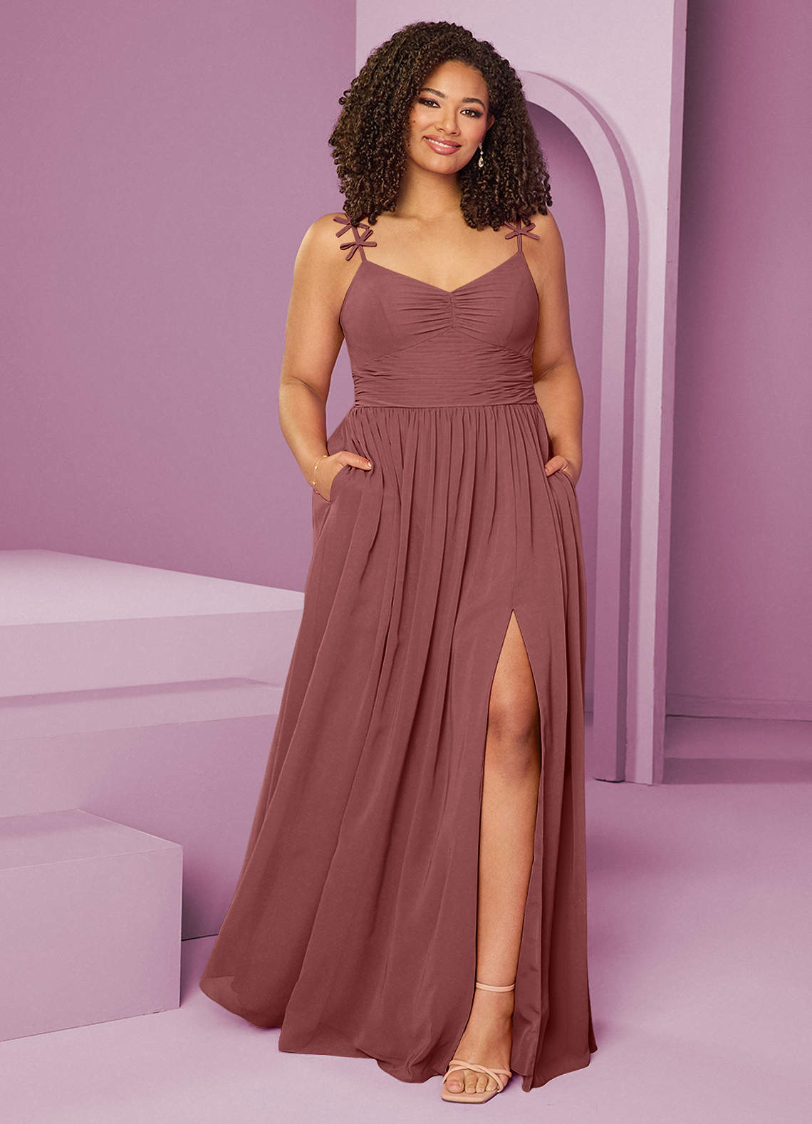 Barbie ♥ Azazie Bridesmaid Dresses Amethyst A-Line Pleated Chiffon Dress image1