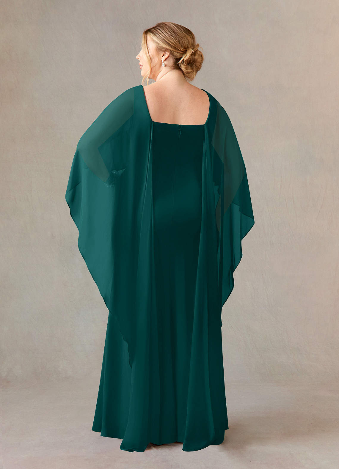 Illusion Top Stretch Satin Pleated Sheath Prom Dress Peacock main image 1