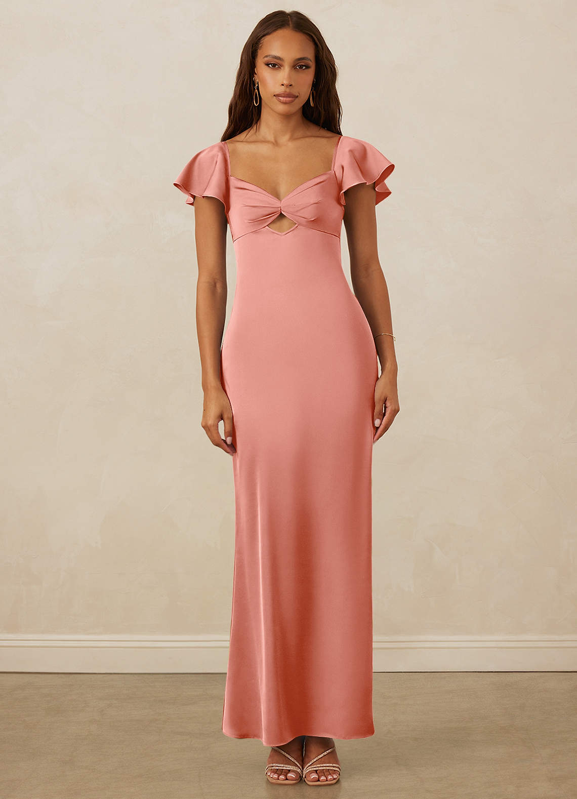 Christian Siriano Bridal for Azazie 1005 Bridesmaid Dresses Coral Sheath Sweetheart Neckline Stretch Satin Dress image1