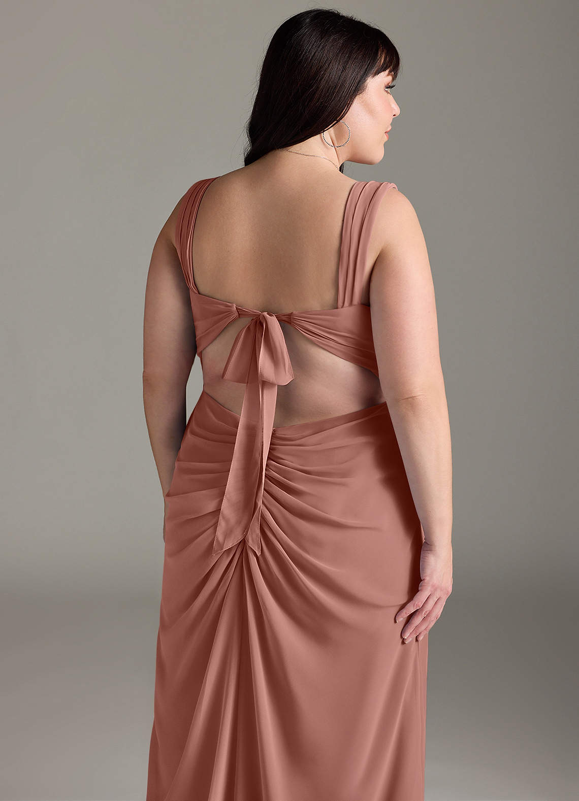 Azazie Jesaphine Bridesmaid Dresses Cedar Rose Sheath Bow Chiffon Dress image13