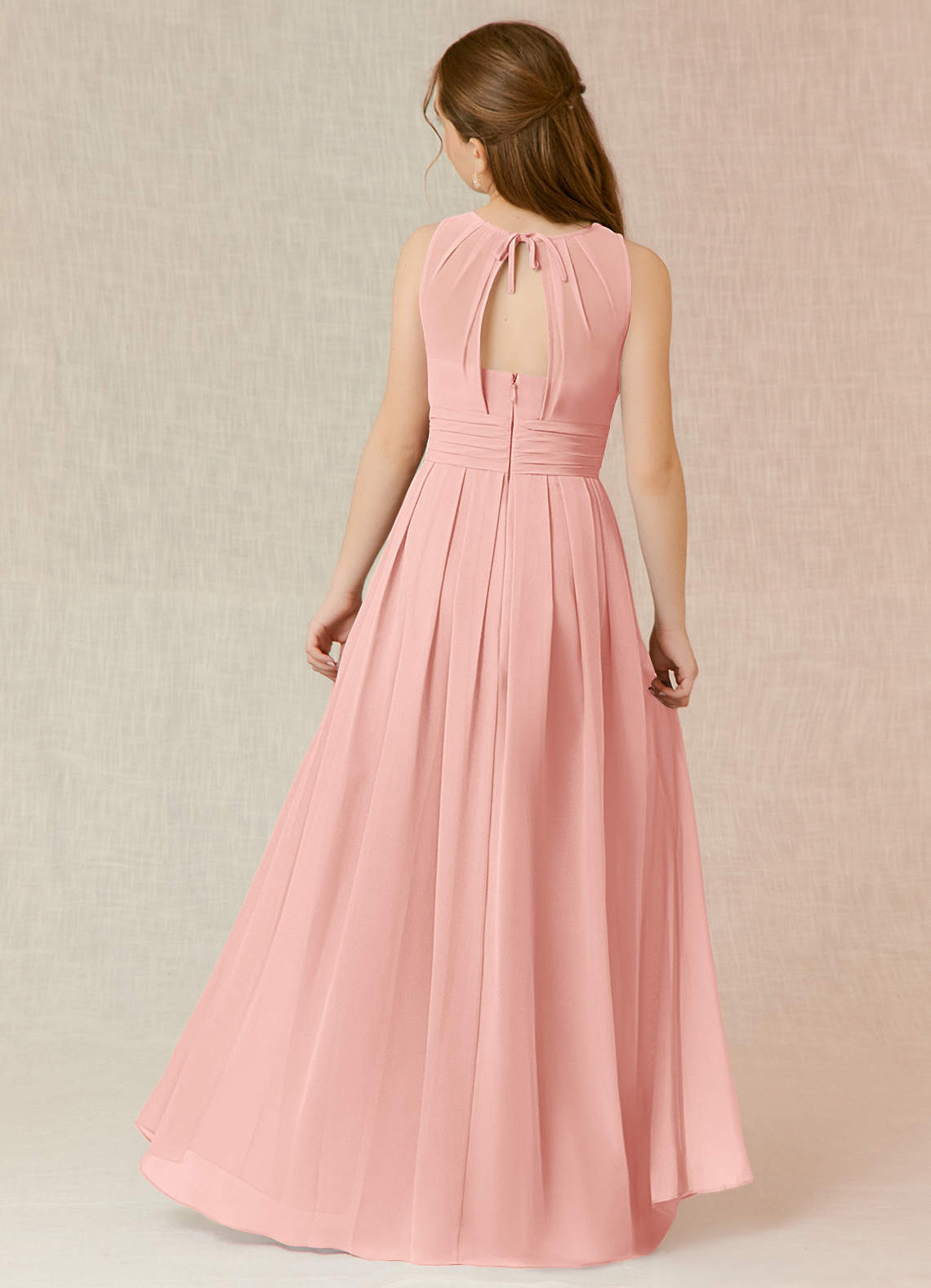 Azazie Bibiane Junior Rosette A-Line Pleated Chiffon Dress image1