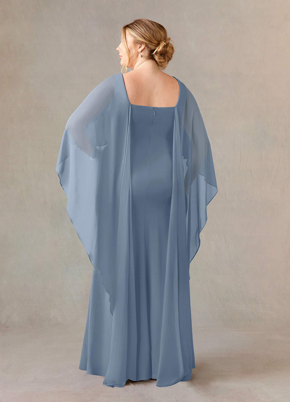 Azazie Dion Mother of the Bride Dresses Dusty Blue Sheath Scoop Stretch Crepe Dress image10