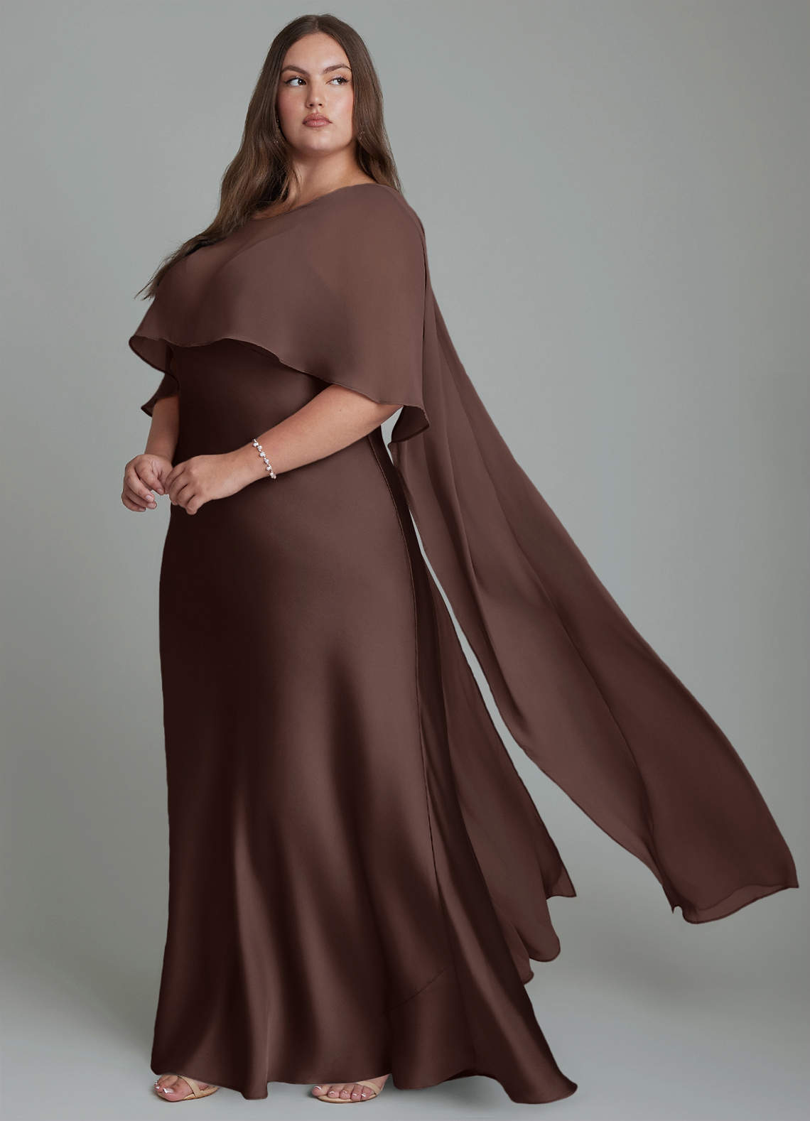 Azazie Stefania Bridesmaid Dresses Ganache A-Line Stretch Satin Dress image9