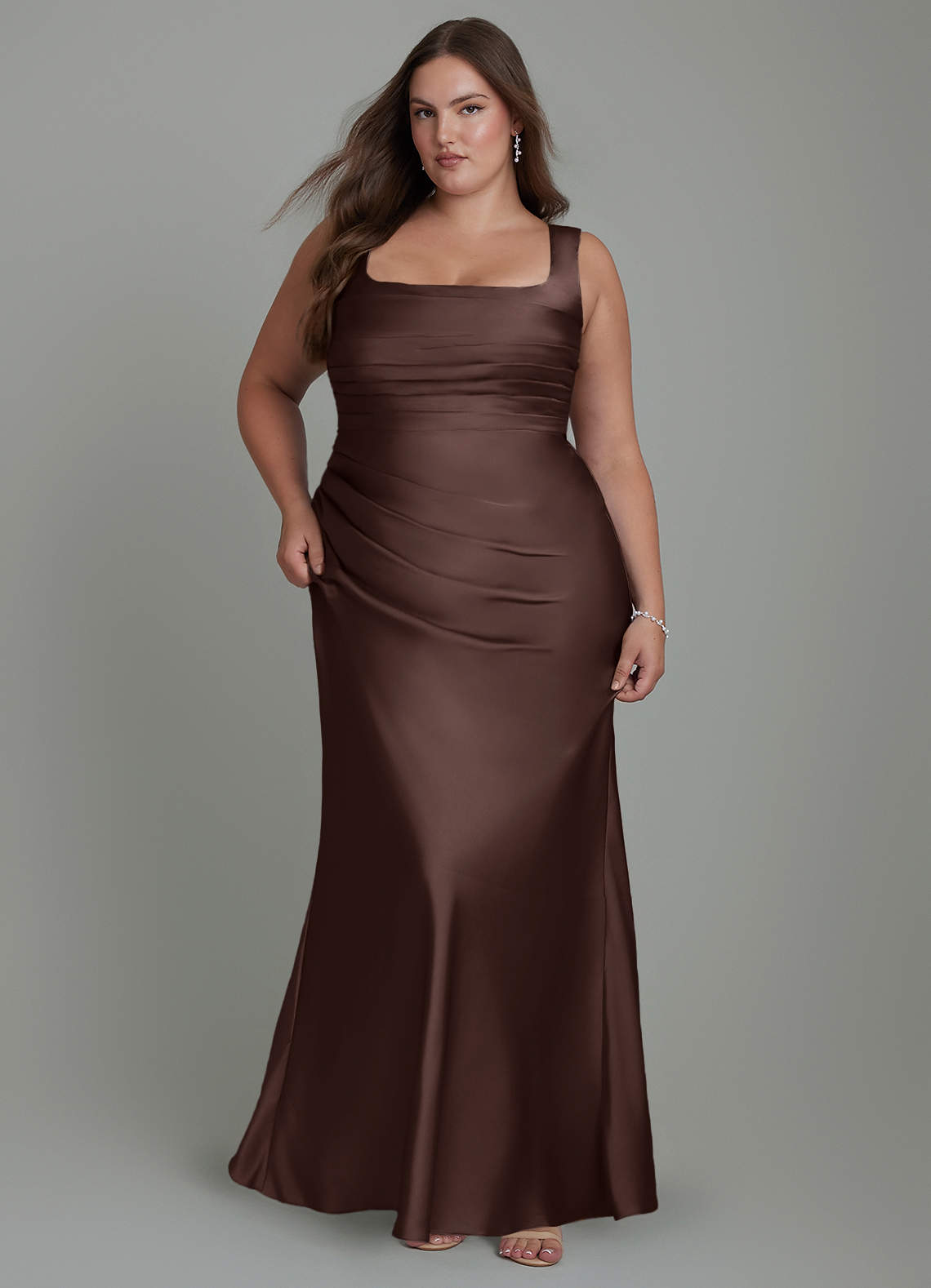 Azazie Agustina Bridesmaid Dresses Ganache Mermaid Corset Stretch Satin Dress image8