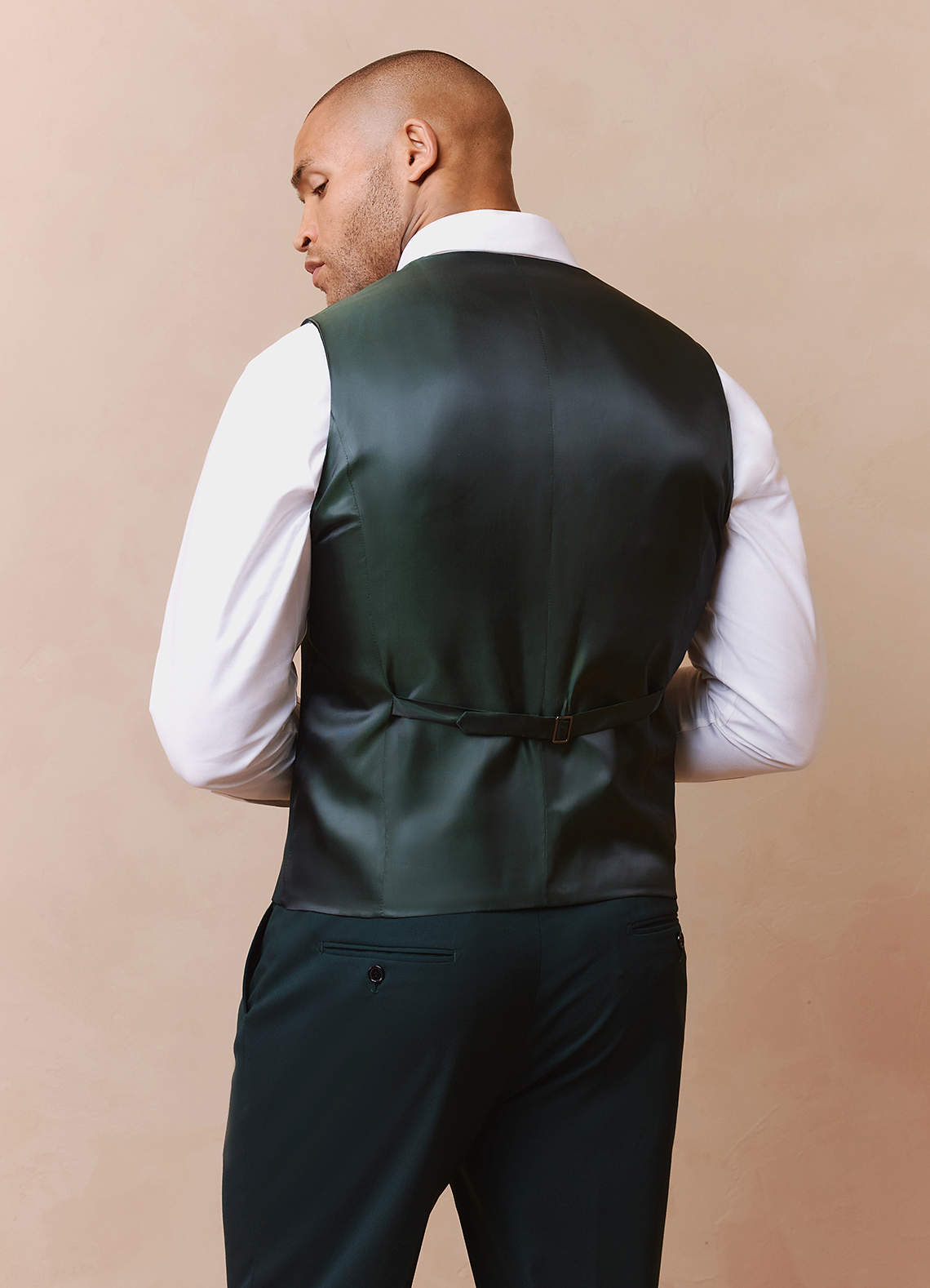 front Savile Dark Green Wool Blend Suit Vest