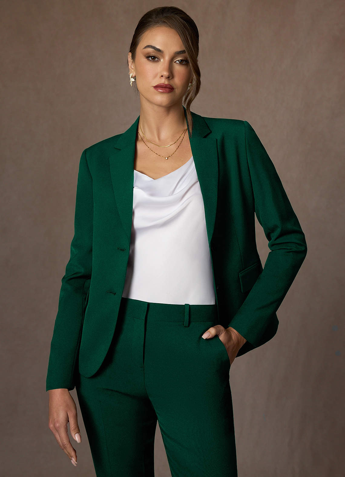 front Whitney Emerald Structured Stretch Blazer