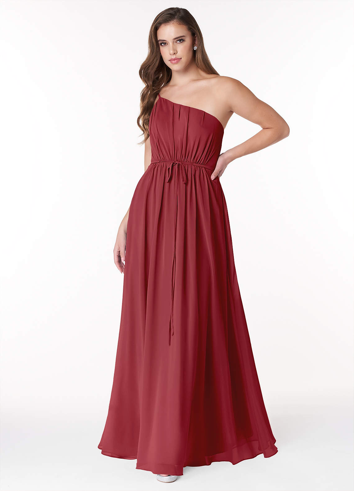 Azazie Hoya Final Sale Flowy One Shoulder Chiffon Bridesmaids Dress image1
