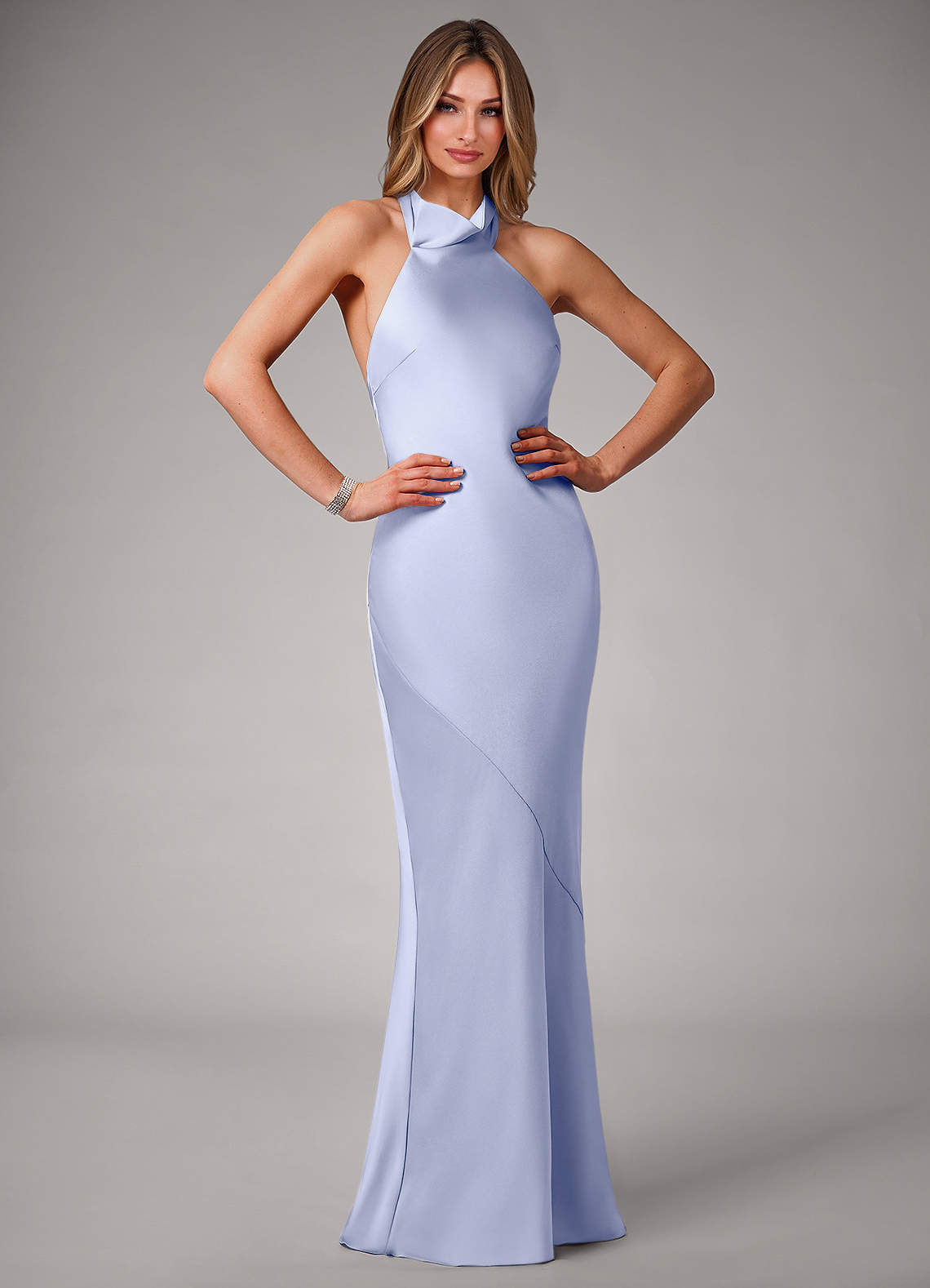 Azazie Velli Brautjungfernkleider Meerjungfrau-Linie Stretch-Satin Kleid Eis image1