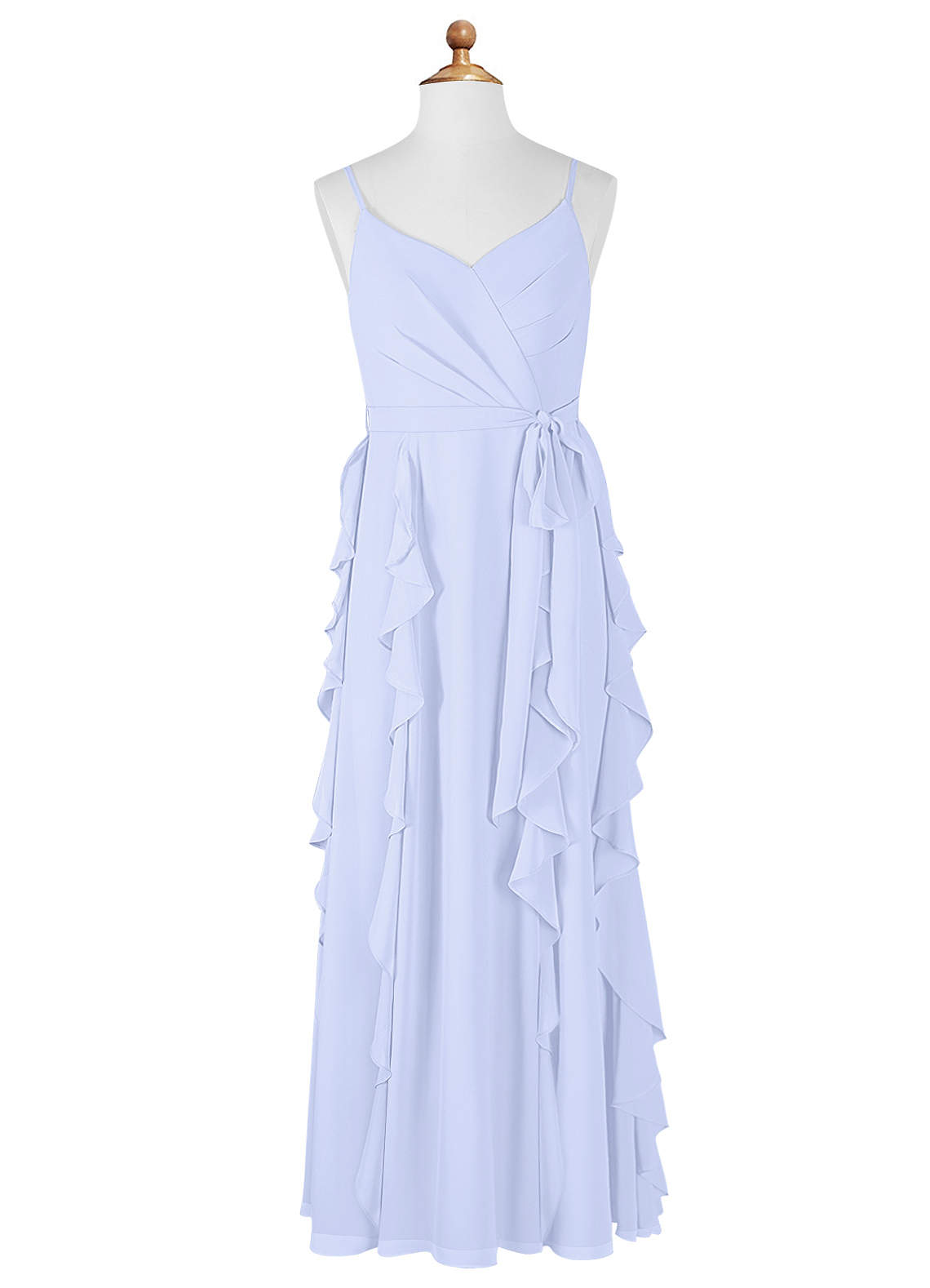 Azazie Peyton Junior Abito A-Line in Chiffon con Volant a cascata e Scollo a V Lavanda image5