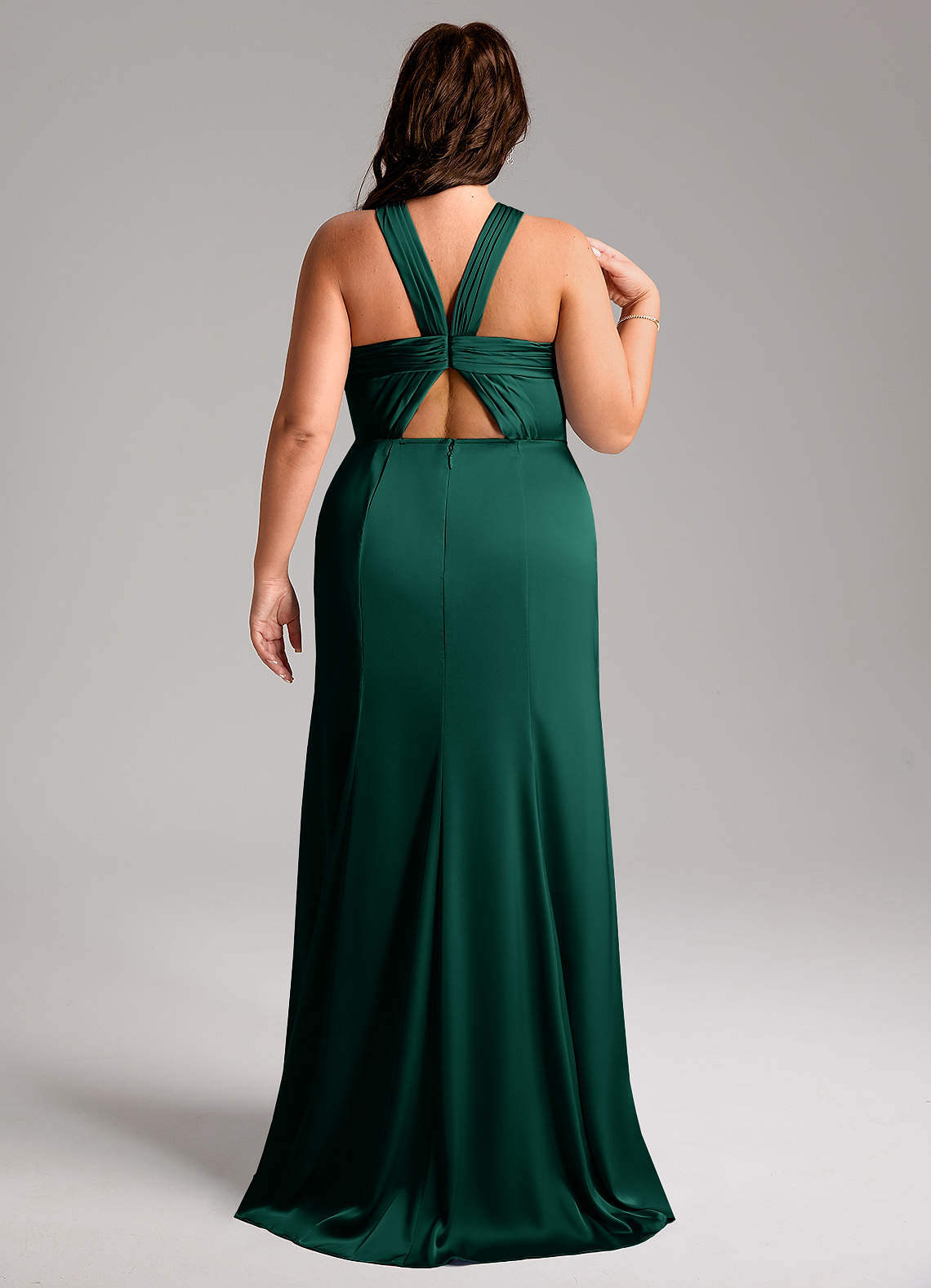 custom size bridesmaid dresses Simple V-neck Ruffled Sleeves Plus Size Chiffon Bridesmaid Dress main image 1