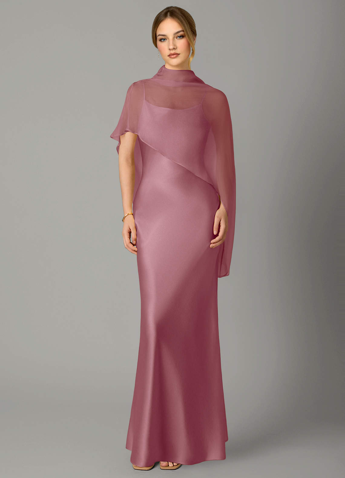 mauve silk bridesmaid dresses Azazie A-Line High Neck Floor-Length Chiffon Bridesmaid Dresses