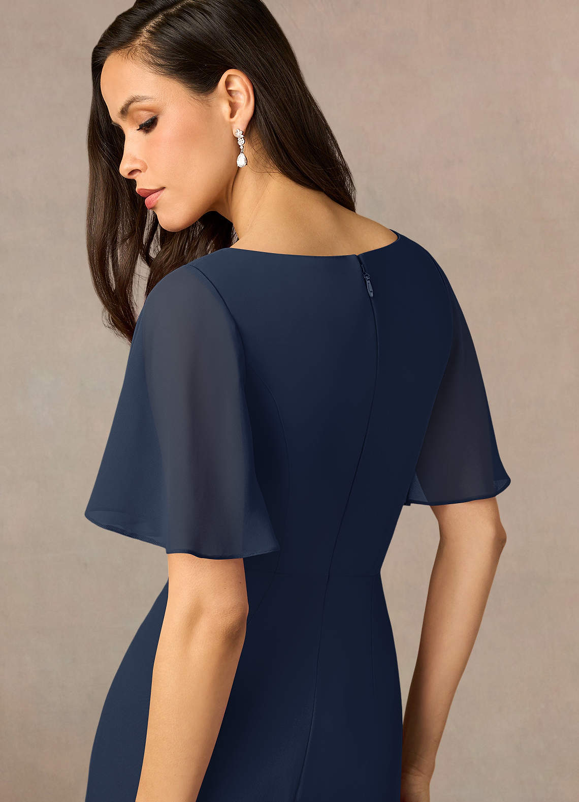 Azazie Rain Abiti per la Madre della Sposa Abito Tubino in Chiffon Perline Marino Scuro image11