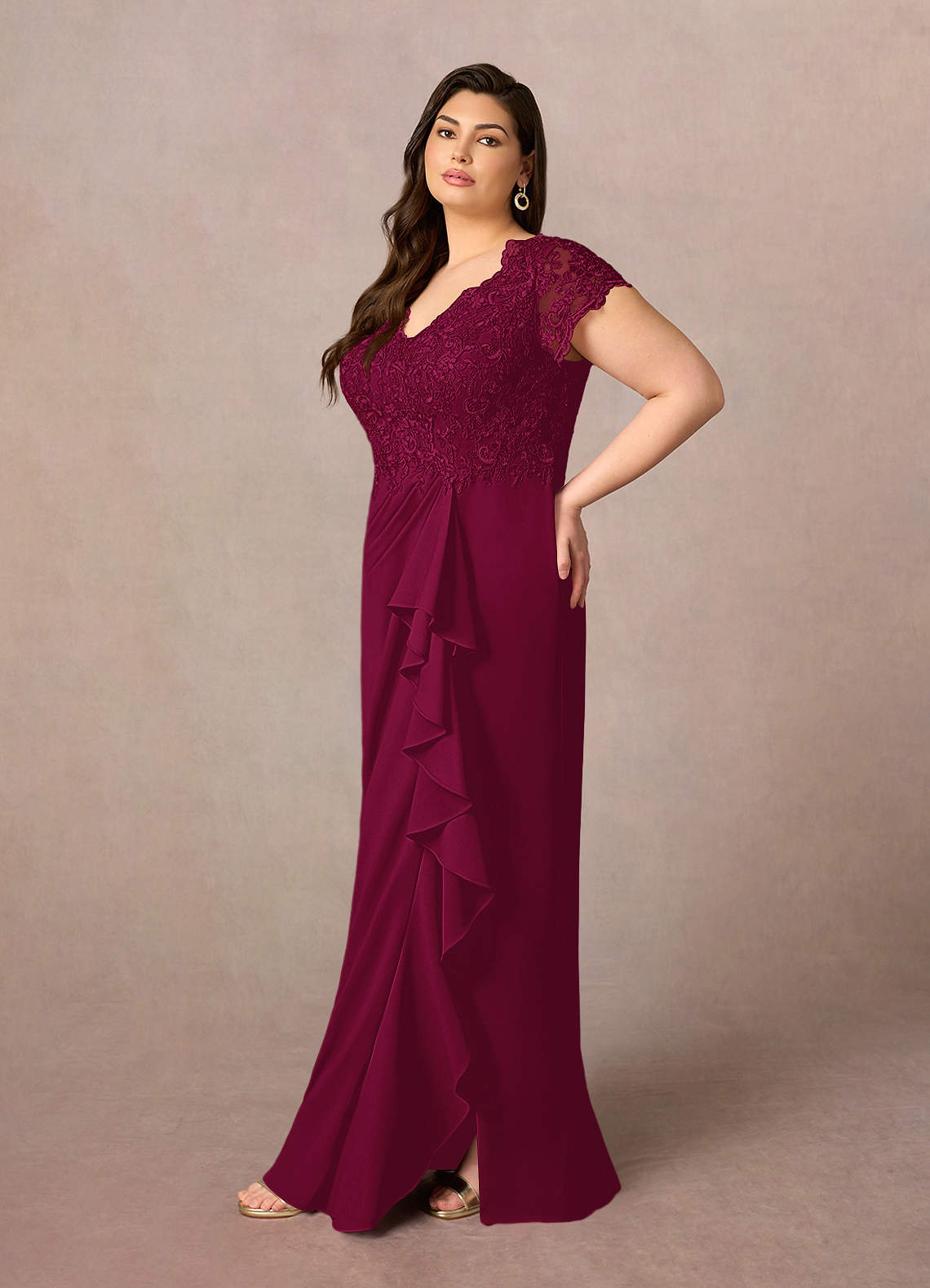 Azazie Carmen Mother of the Bride Dresses Burgundy Sheath Lace Dress image7
