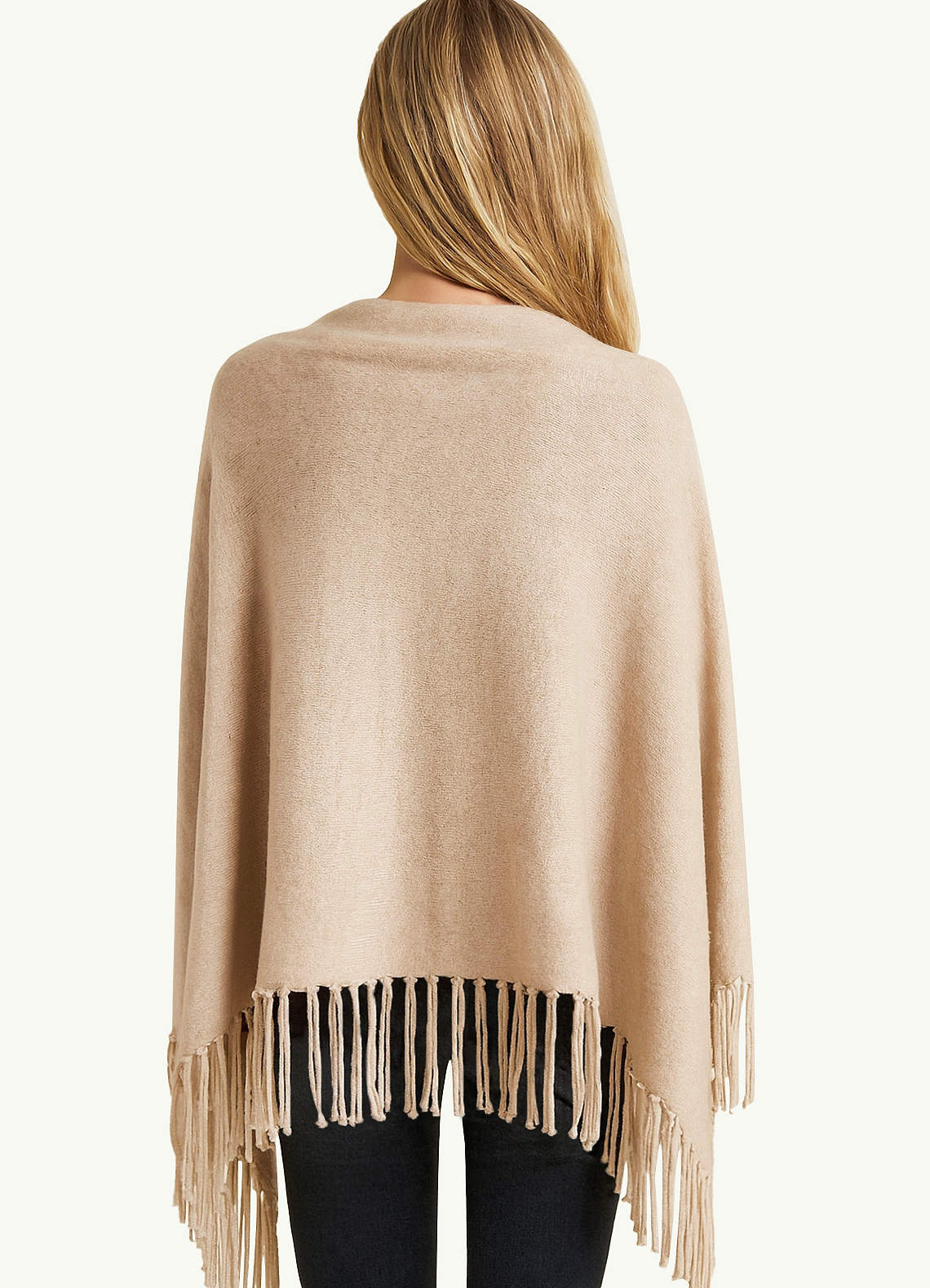 front Multiway Brushed Knit Fringe Shawl