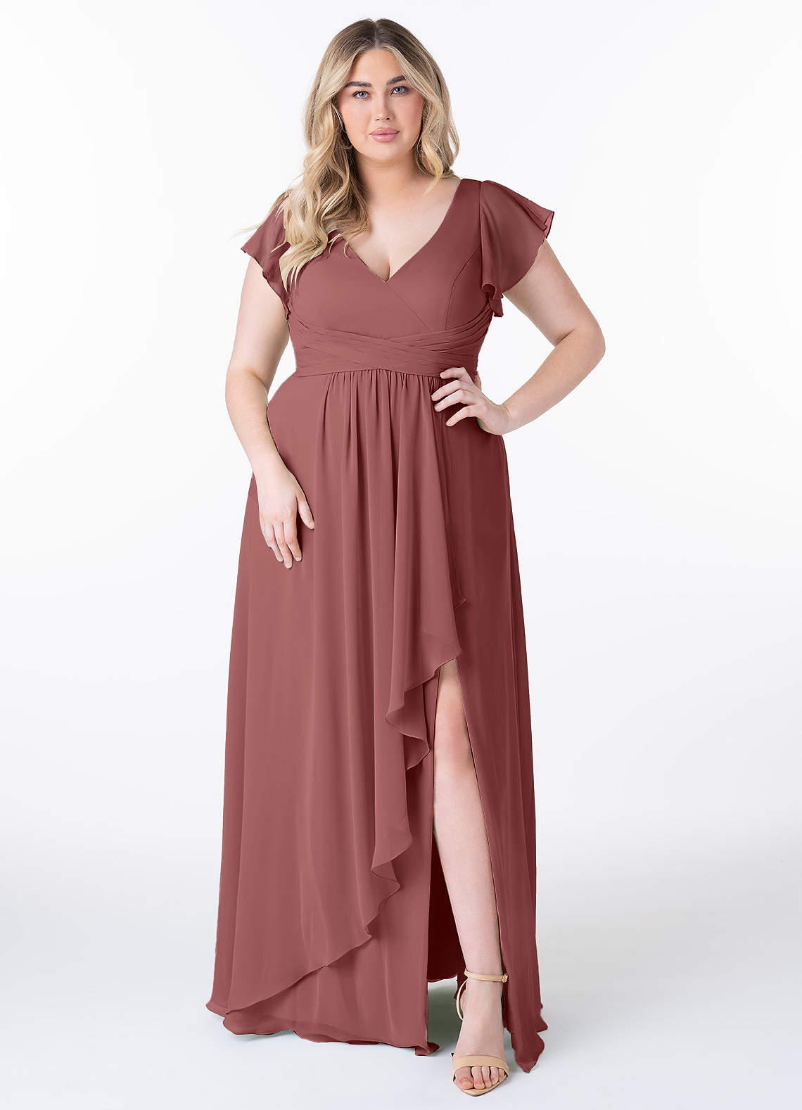 Azazie Omari Bridesmaid Dresses Amethyst A-Line Chiffon Dress image1