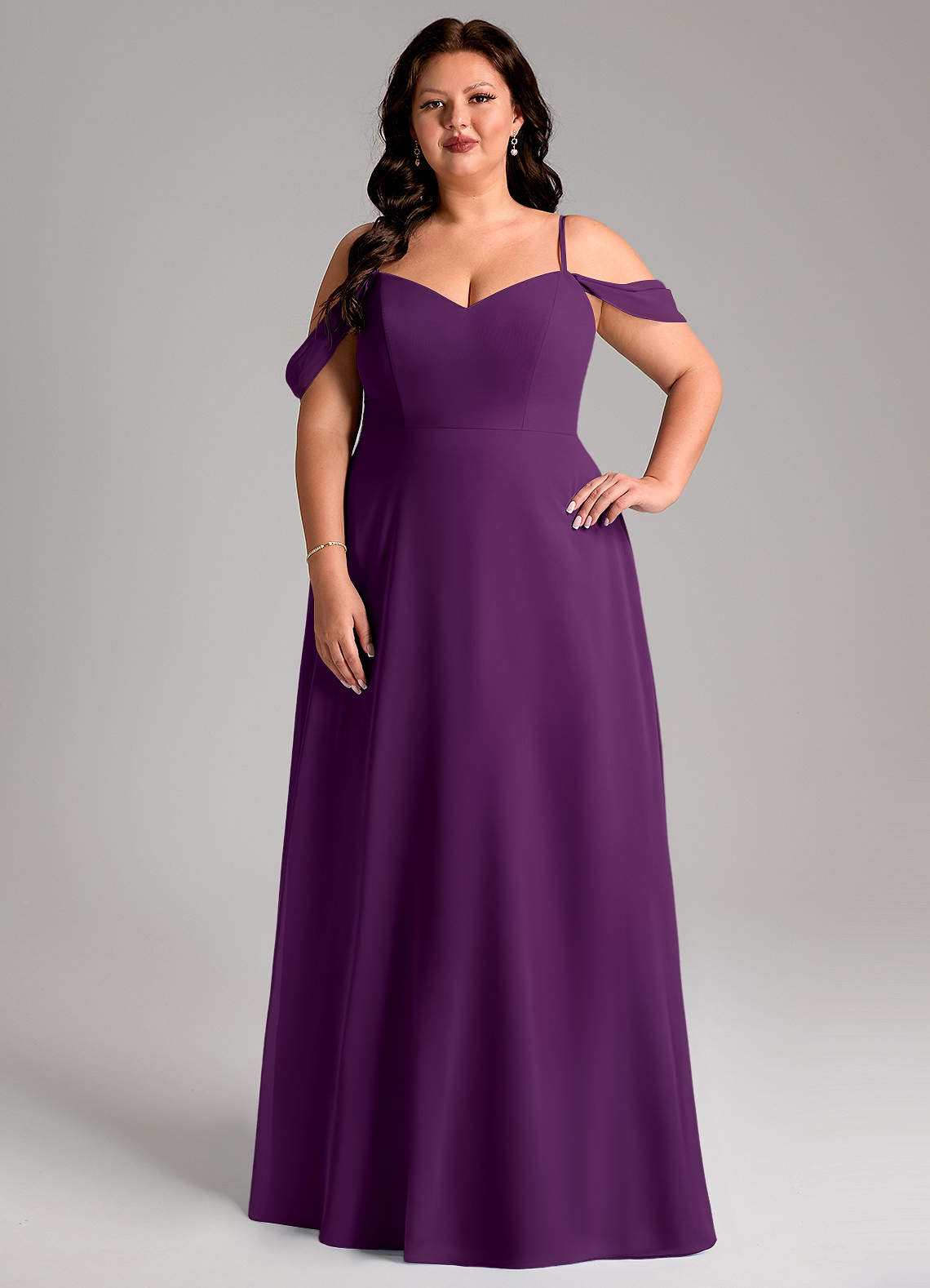 Azazie Marley Bridesmaid Dresses Grape A-Line Off the Shoulder Chiffon Convertible Dress image1