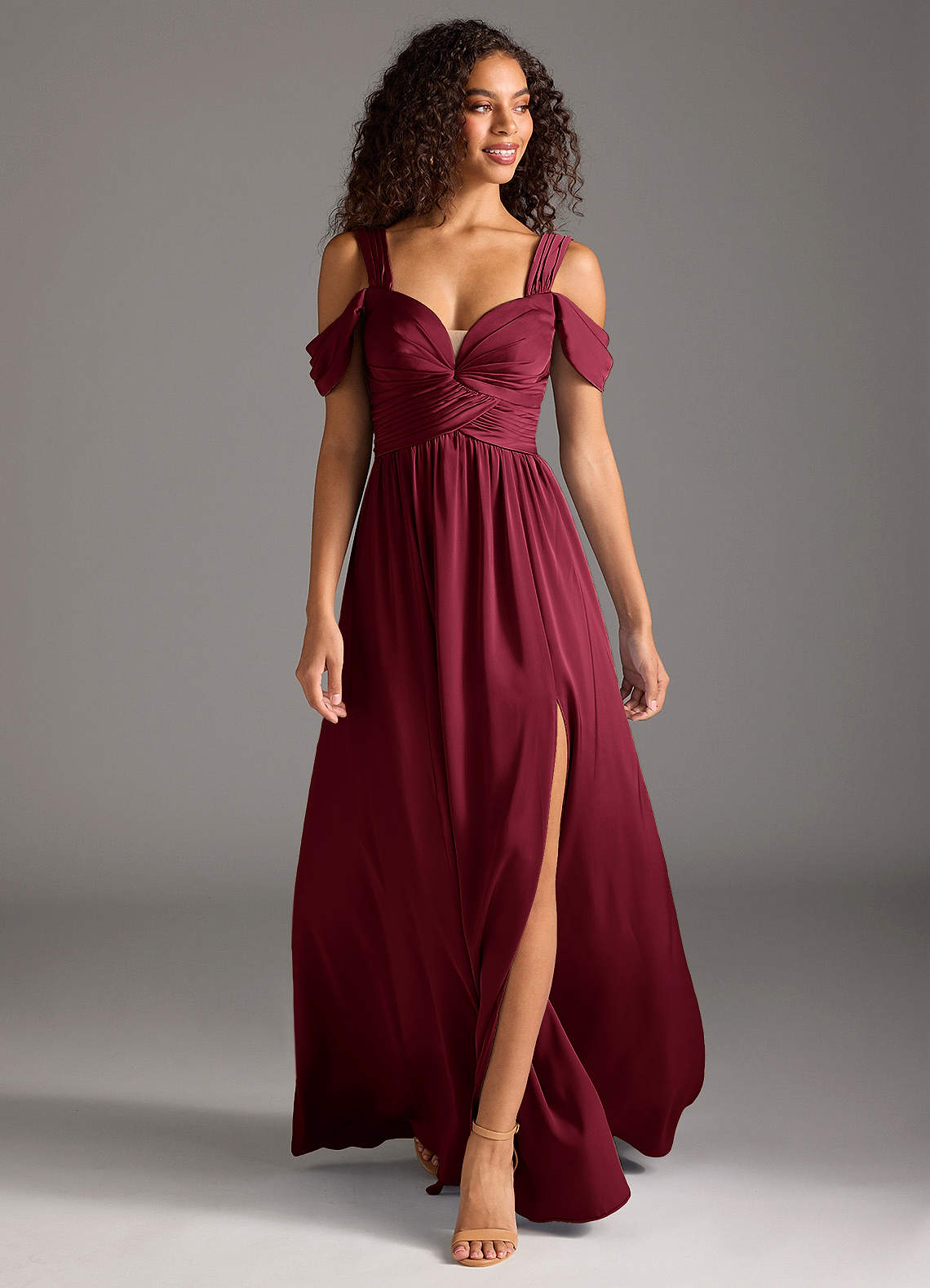 off the shoulder bridesmaid dress burgundy Azazie Lianne Stretch Satin Dresses Great for any cup Beddy's 1 A Line Black Long Size:US 9 | EU 42