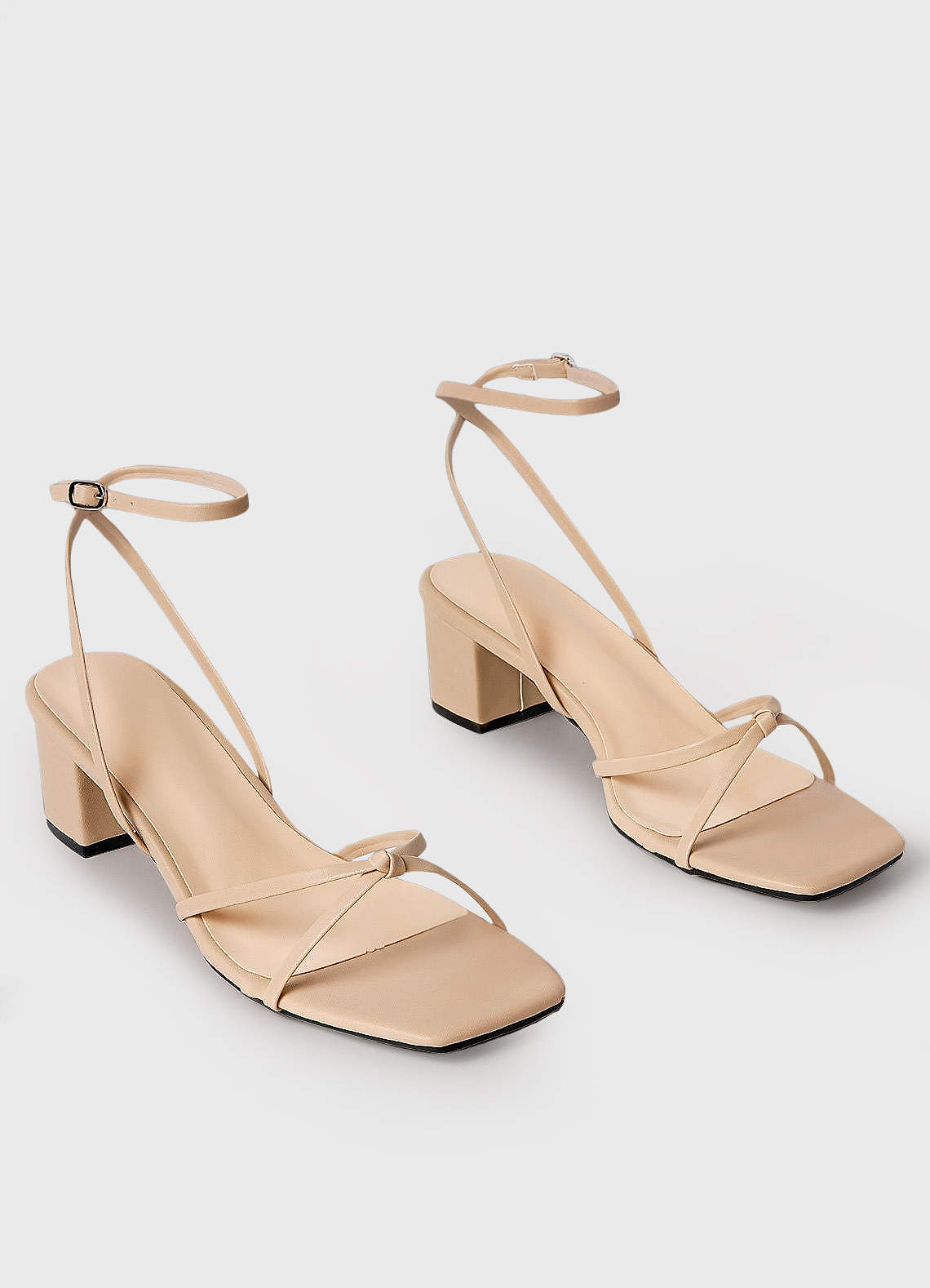 front Ankle Strap Cross Knot Heel Sandals