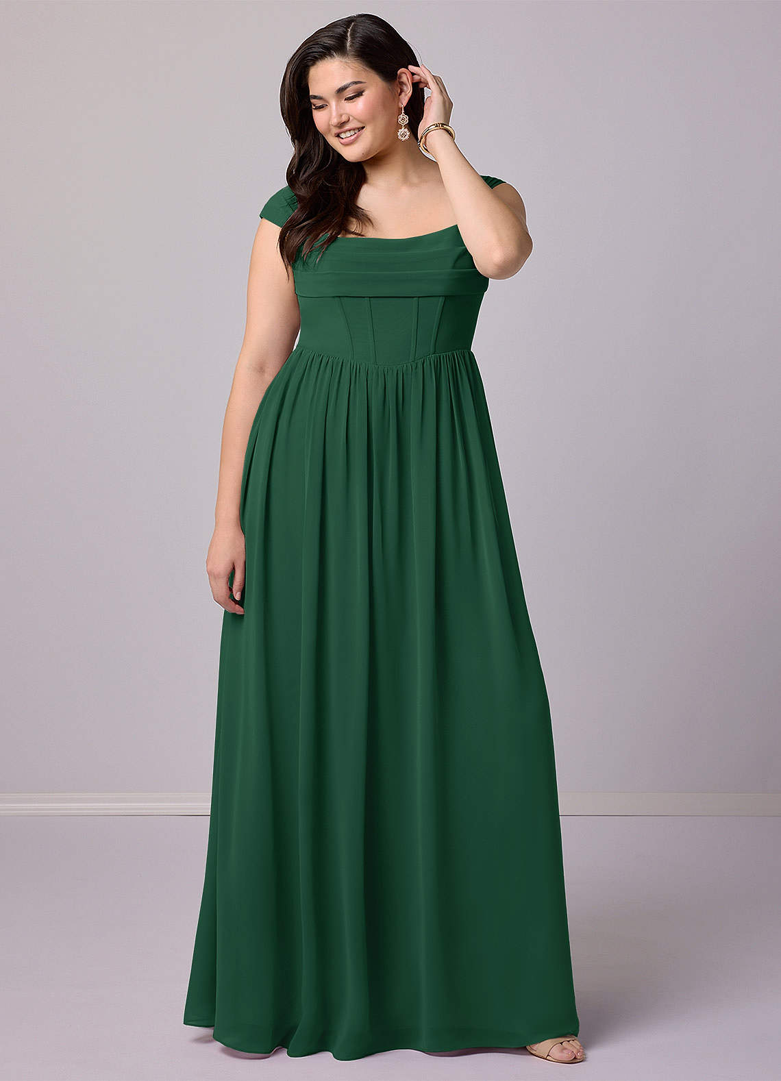 Barbie ♥ Azazie Bridesmaid Dresses Dark Green A-Line Corset Chiffon Dress image8