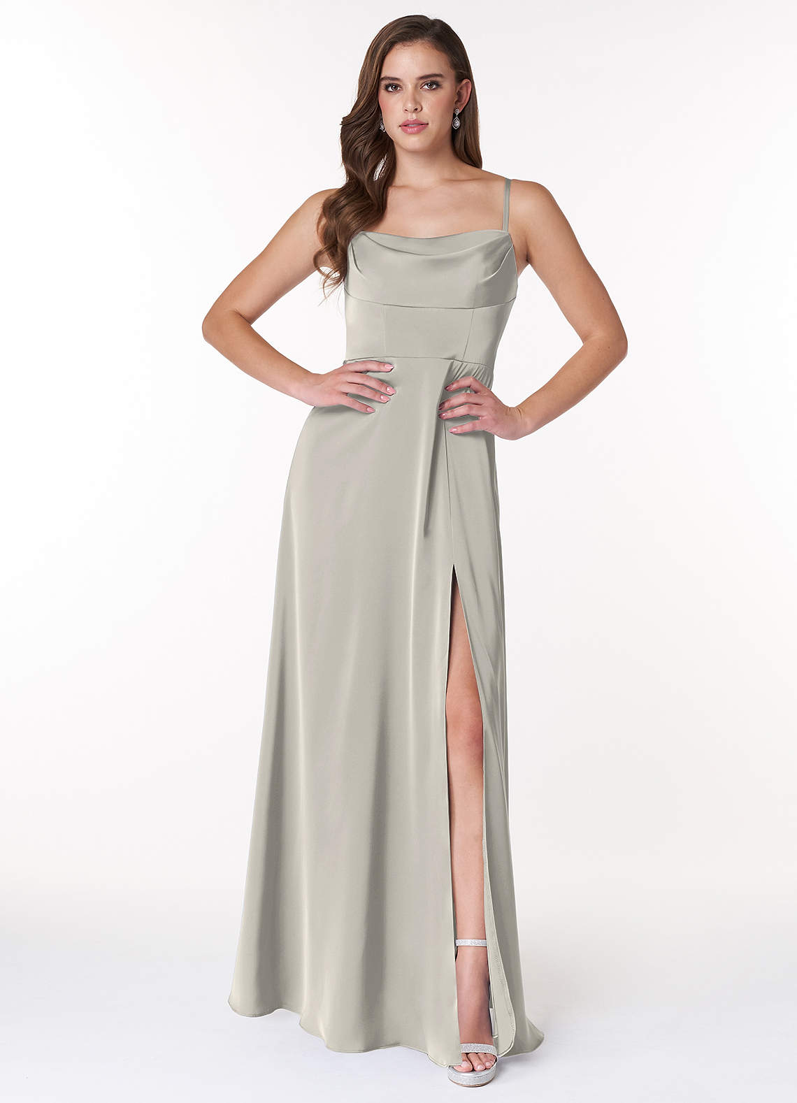 Pebble Azazie Clove Stretch Satin Dress Bridesmaid Dresses | Azazie