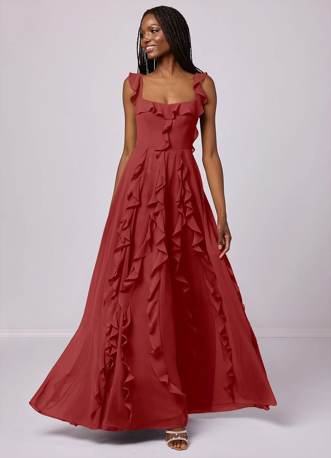 Barbie ♥ Azazie Bridesmaid Dresses Rust A-Line with Pockets Chiffon Dress image1
