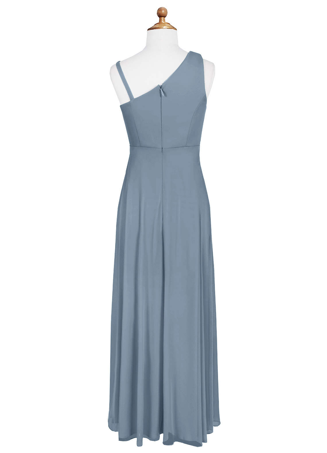 Azazie Brooke Junior Abito A-Line in Maglia Plissettato Blu Polveroso image5