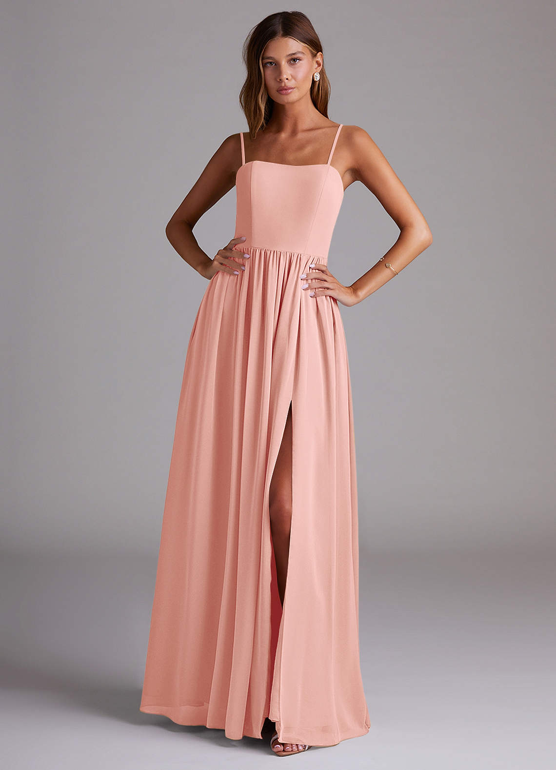 Azazie Calianna Bridesmaid Dresses Rosette A-Line Off the Shoulder Chiffon Convertible Dress image1