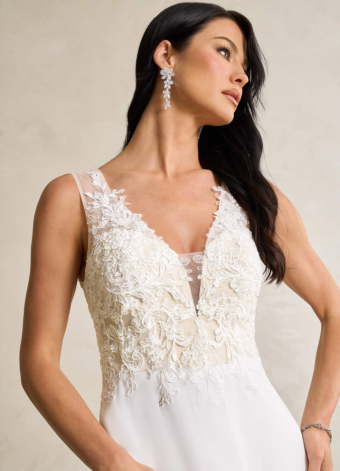 Azazie Trixie Abiti da Sposa Abito A-Line in Chiffon Lustrini Bianco Diamante Champagne image6
