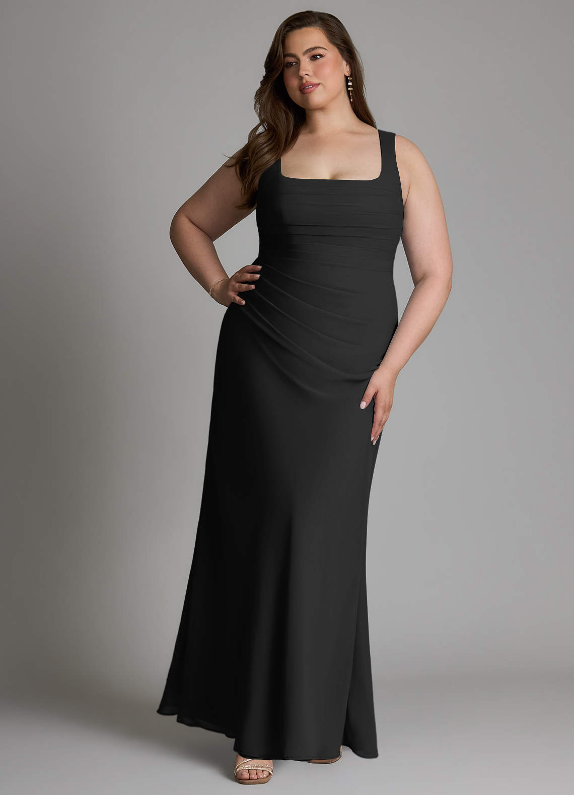 Azazie Agustina Bridesmaid Dresses Black Mermaid Corset Chiffon Dress image9