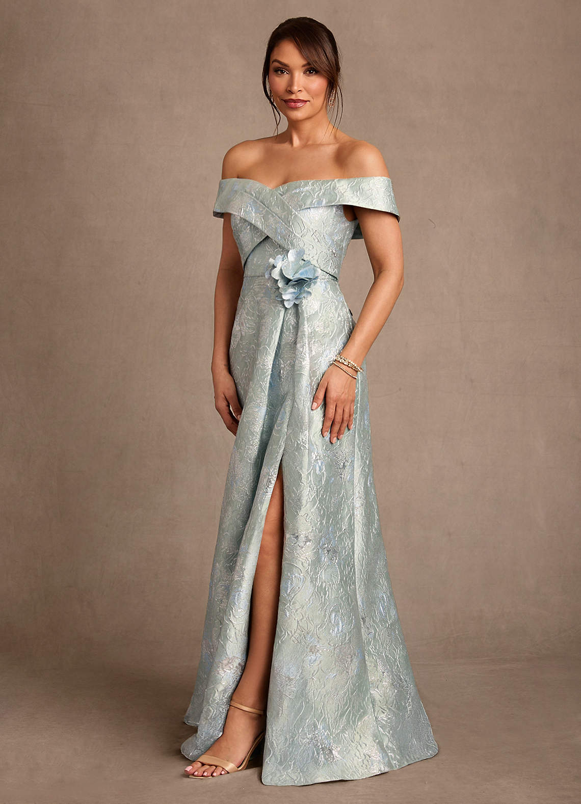 Azazie Elzbieta Mère de la mariée Robes Robe Trapèze en Jacquard Épaule décolletée Jacquard D'agave image2