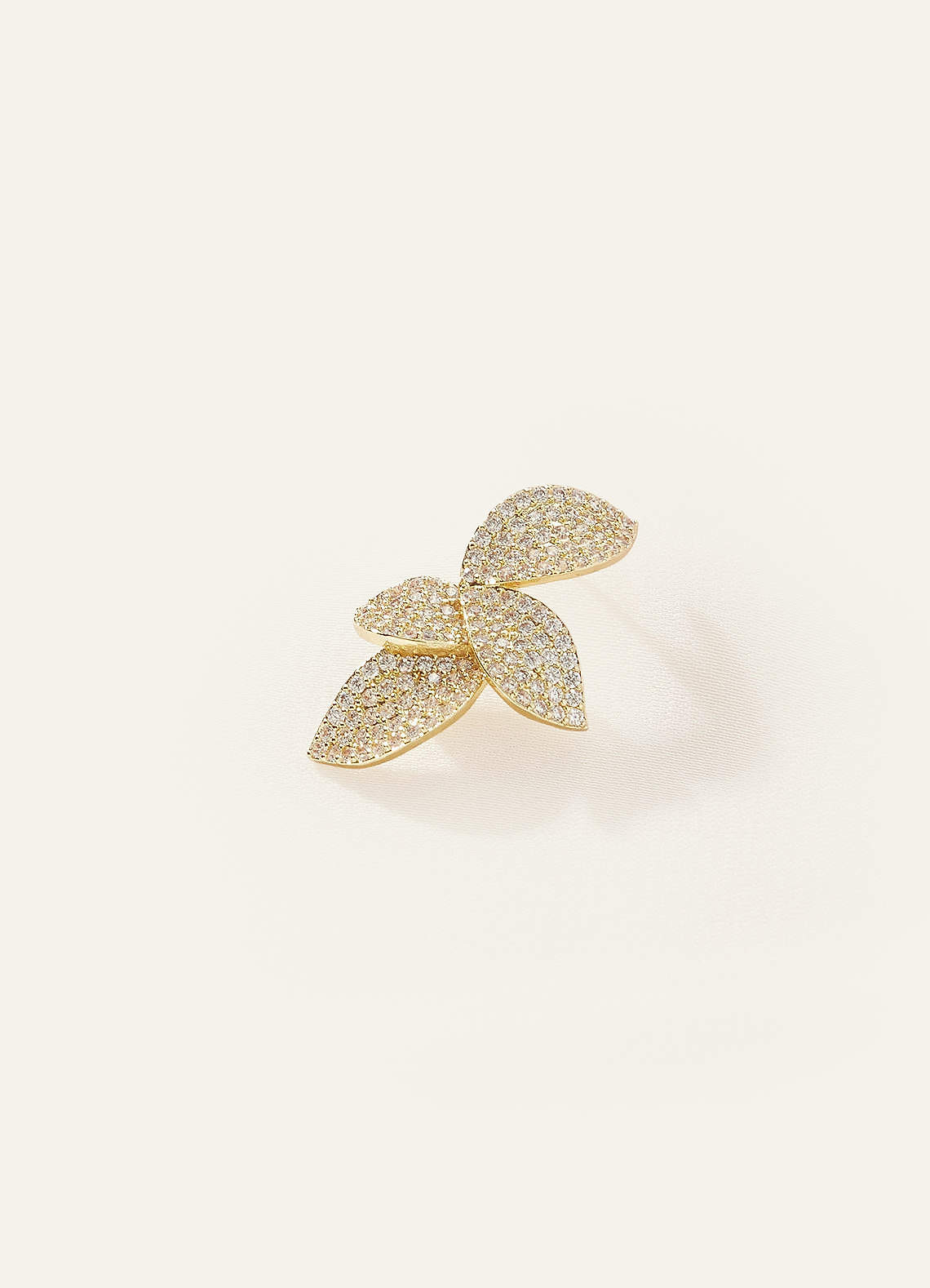 front Shiny Diamond Leaf Earrings