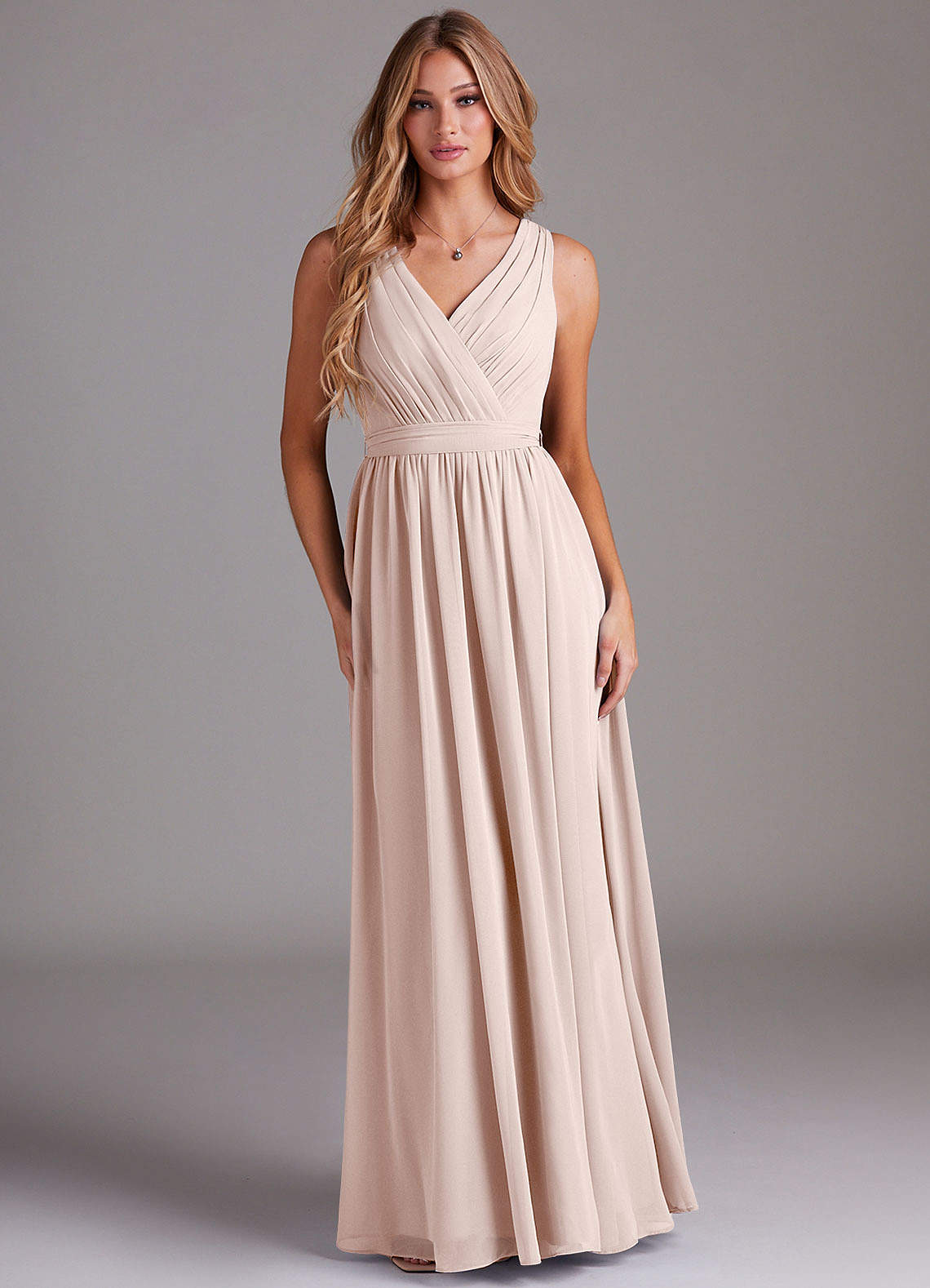 Azazie Kingsley Bridesmaid Dresses Rose Petal A-Line Lace Chiffon Dress image1