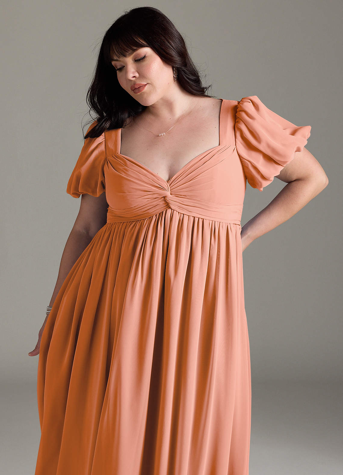 Azazie Madisynn Maternity Bridesmaid Dresses Bow Chiffon Floor-Length Dress image8