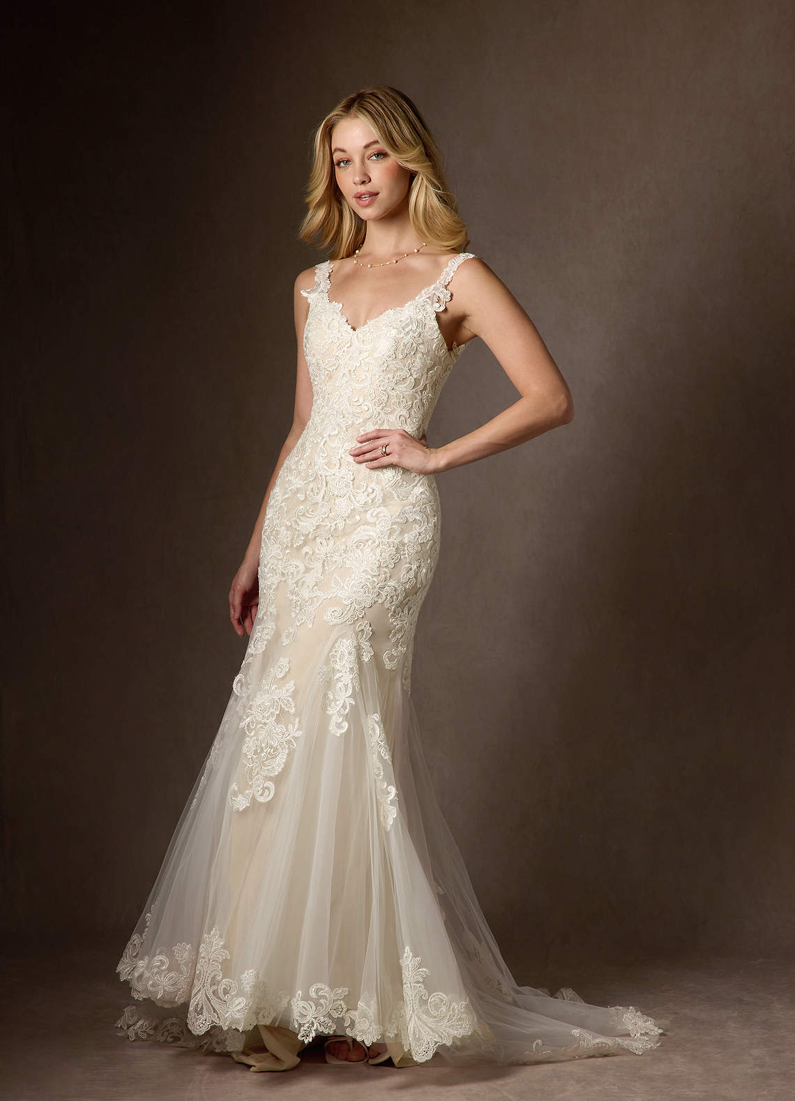 Azazie Poppy Diamond White Champagne Mermaid Sequins Tulle Dress